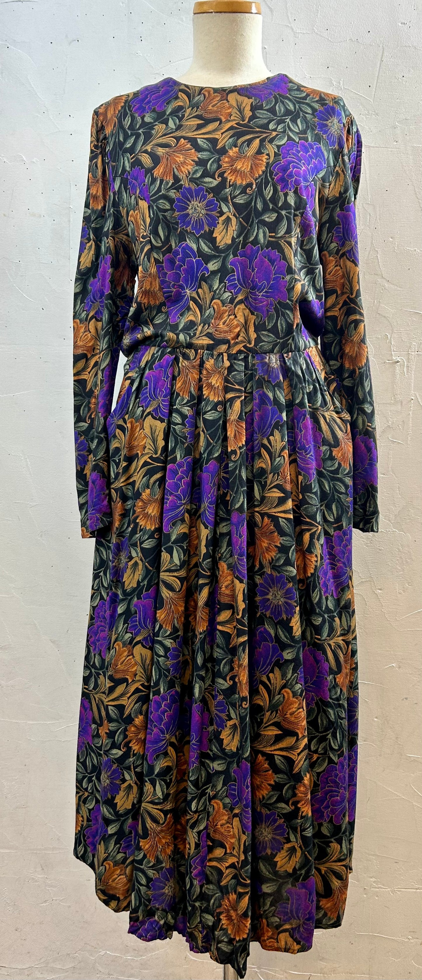 Vintage Rayon Dress MADE IN USA [J28592]