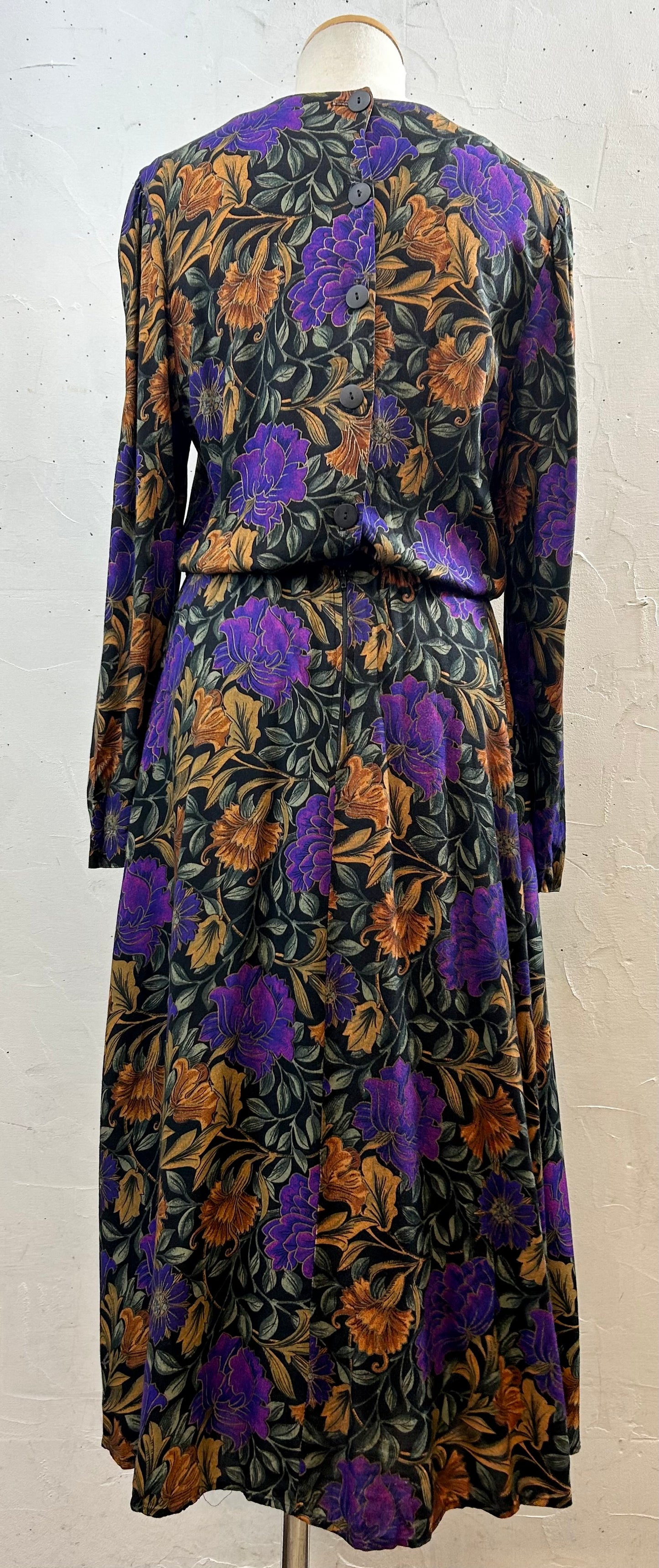 Vintage Rayon Dress MADE IN USA [J28592]