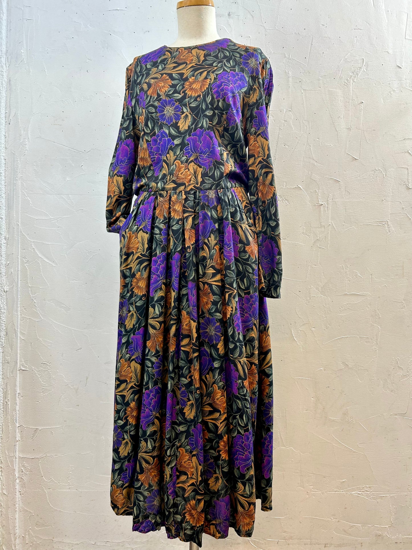 Vintage Rayon Dress MADE IN USA [J28592]