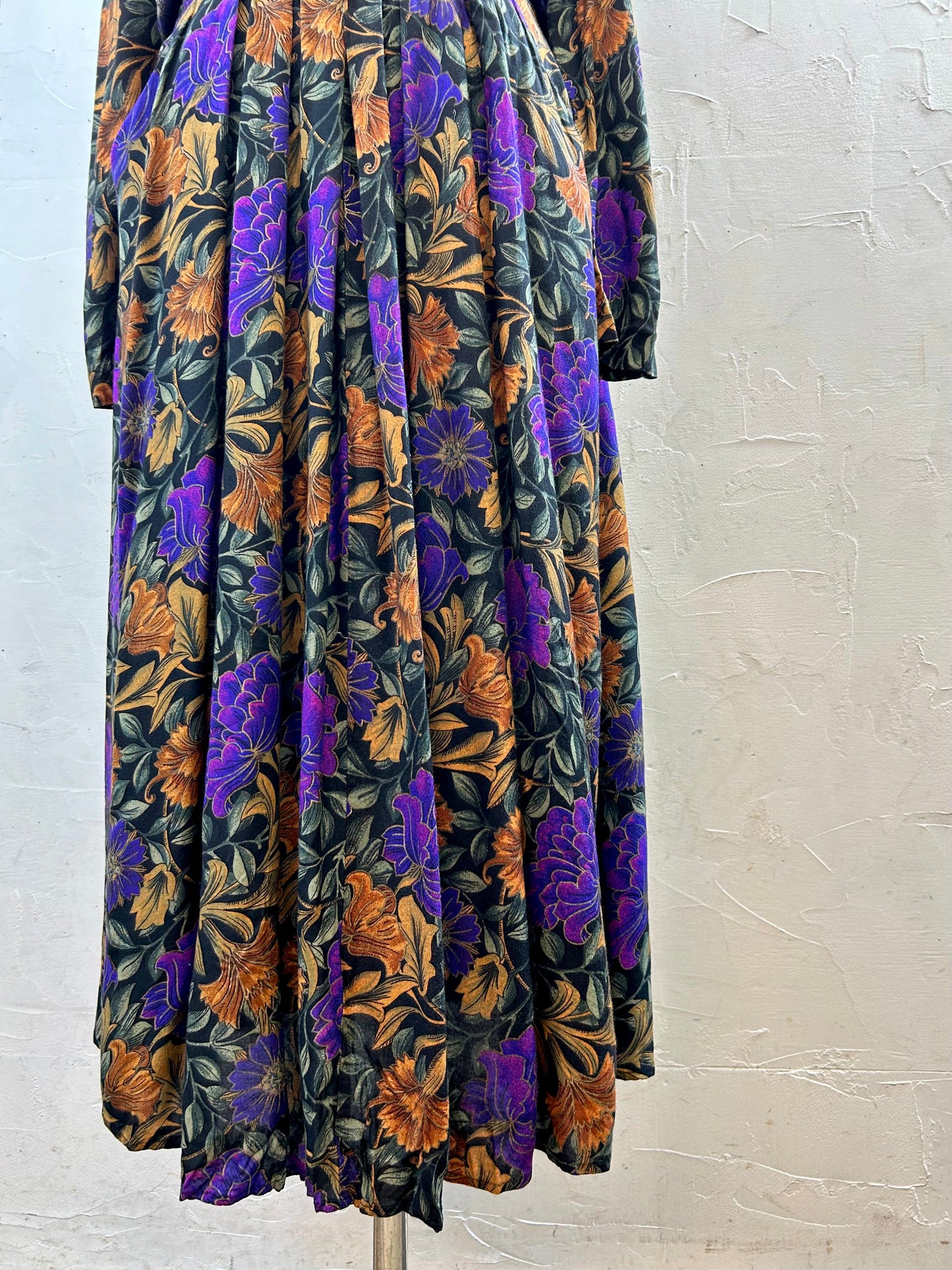 Vintage Rayon Dress MADE IN USA [J28592]