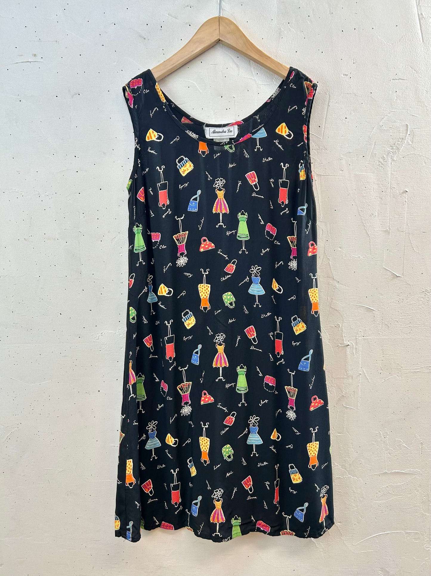 Vintage Rayon Dress MADE lN USA [F30347]