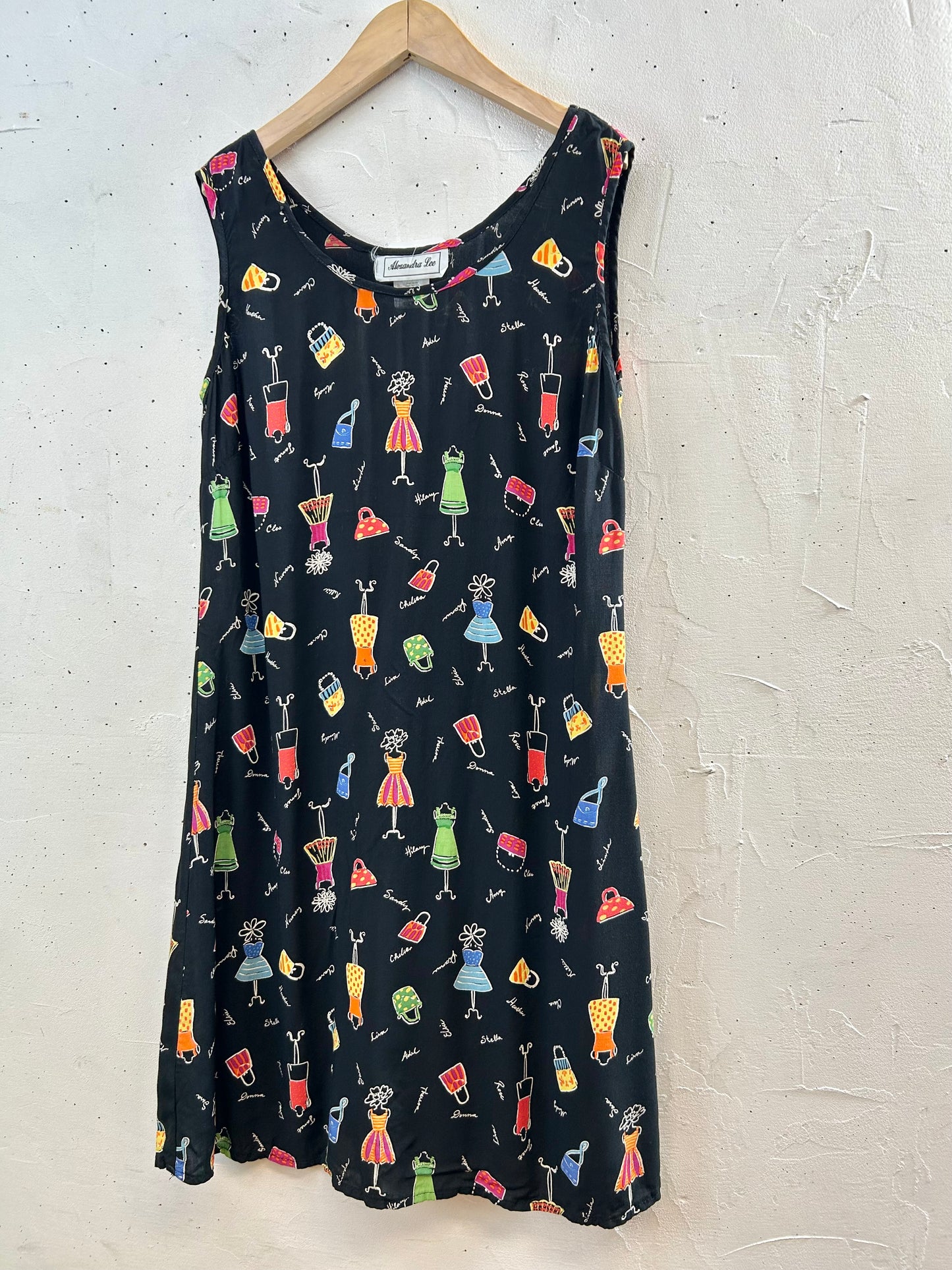 Vintage Rayon Dress MADE lN USA [F30347]
