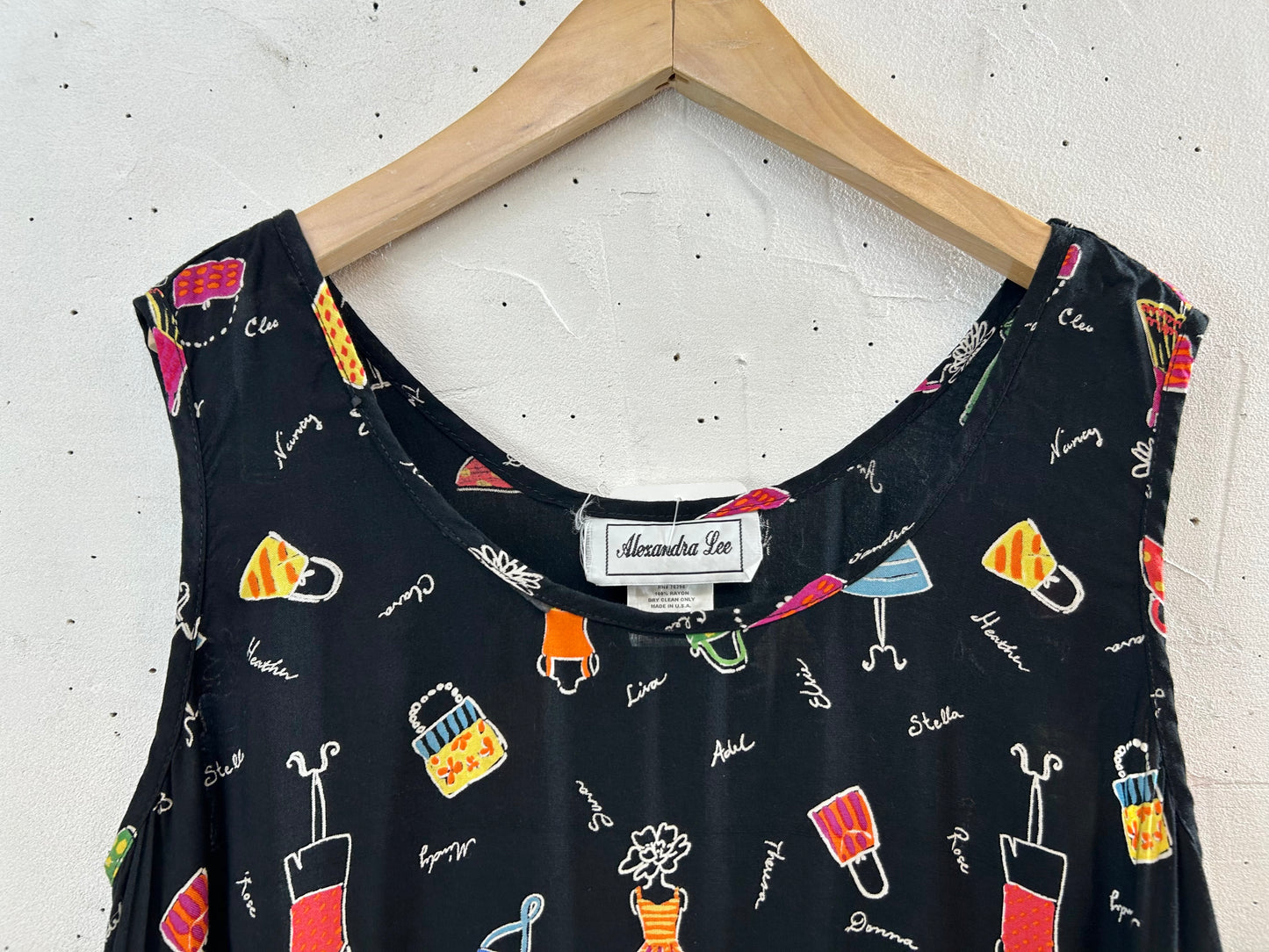 Vintage Rayon Dress MADE lN USA [F30347]
