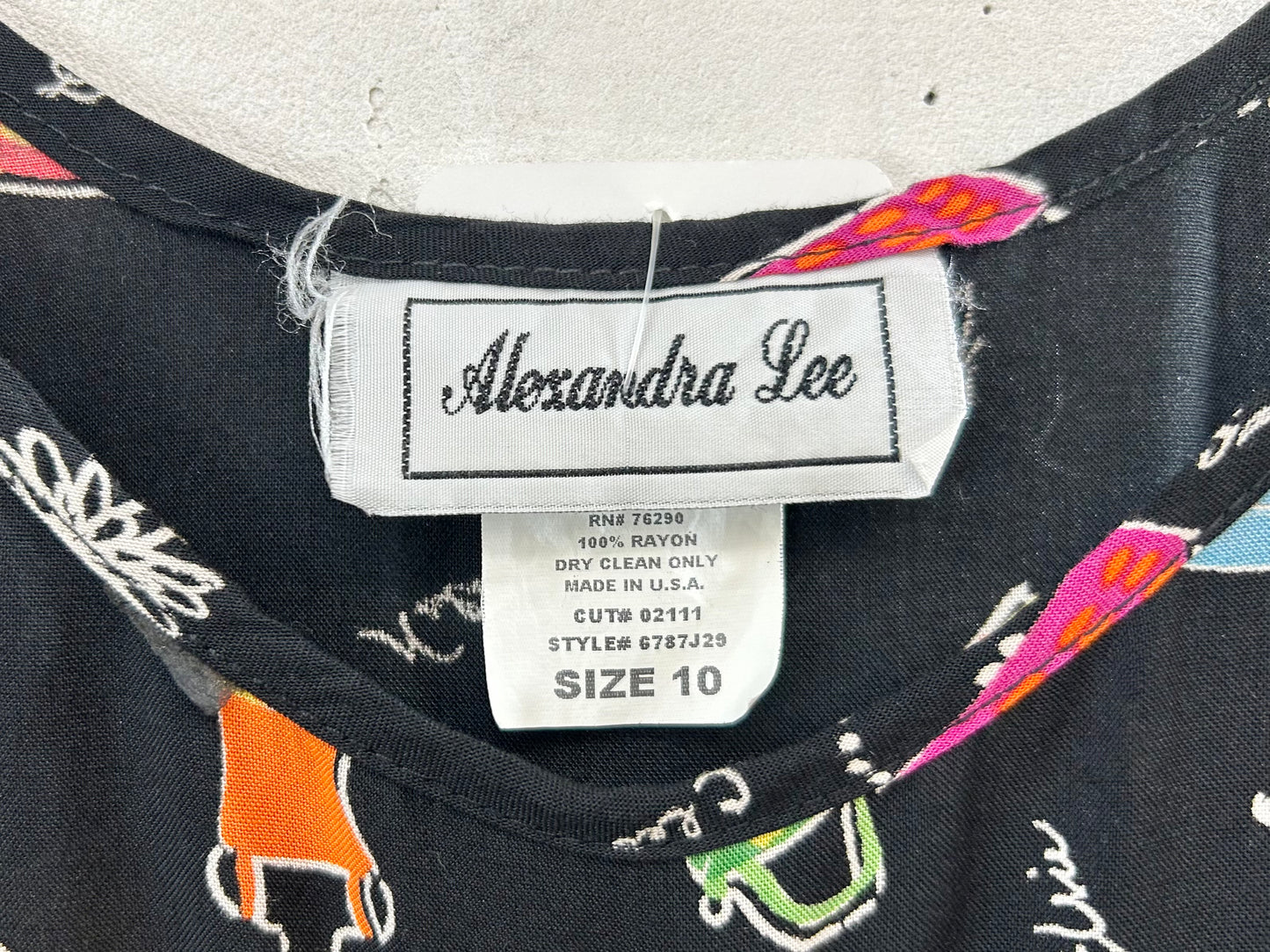 Vintage Rayon Dress MADE lN USA [F30347]