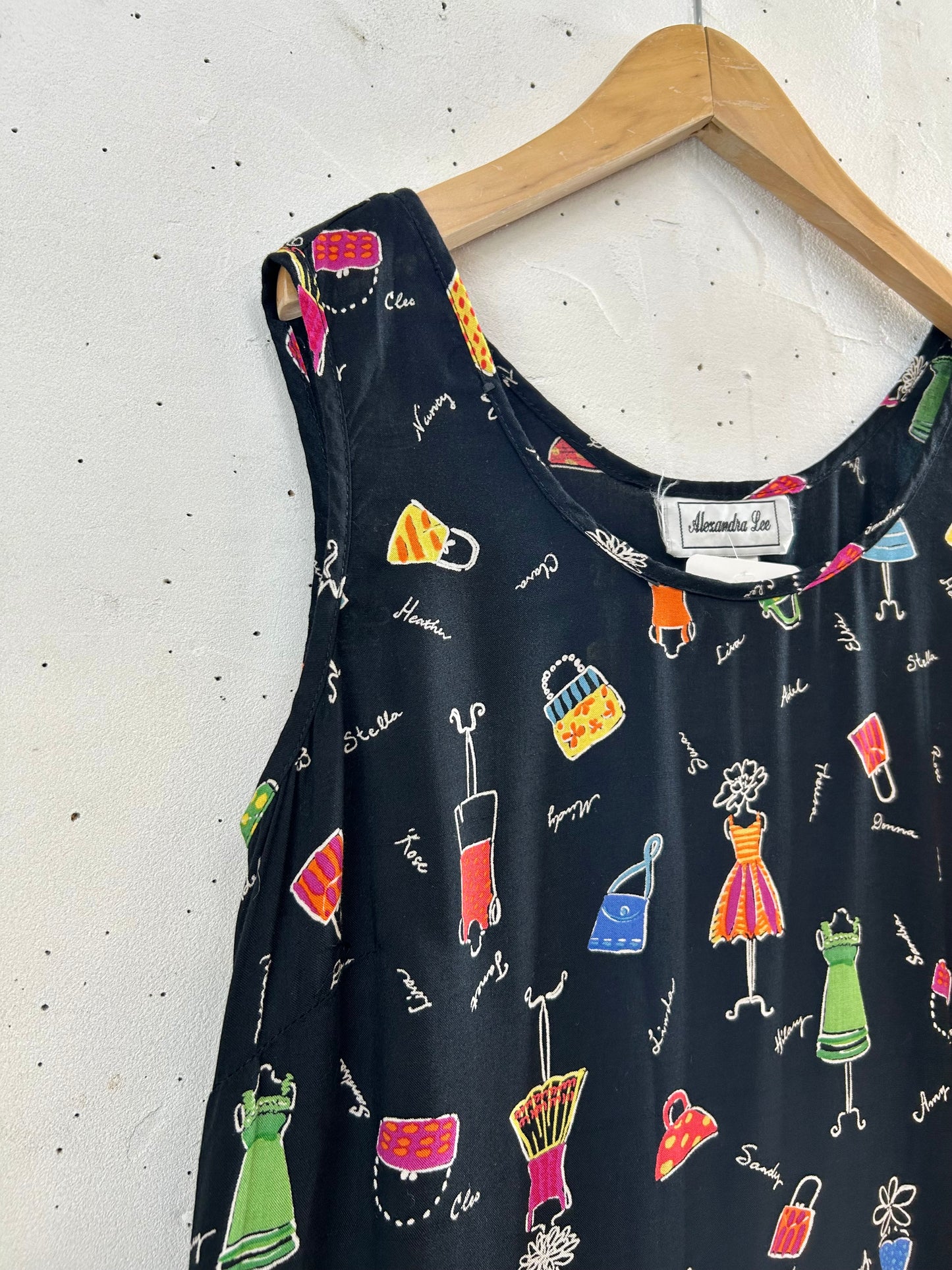 Vintage Rayon Dress MADE lN USA [F30347]