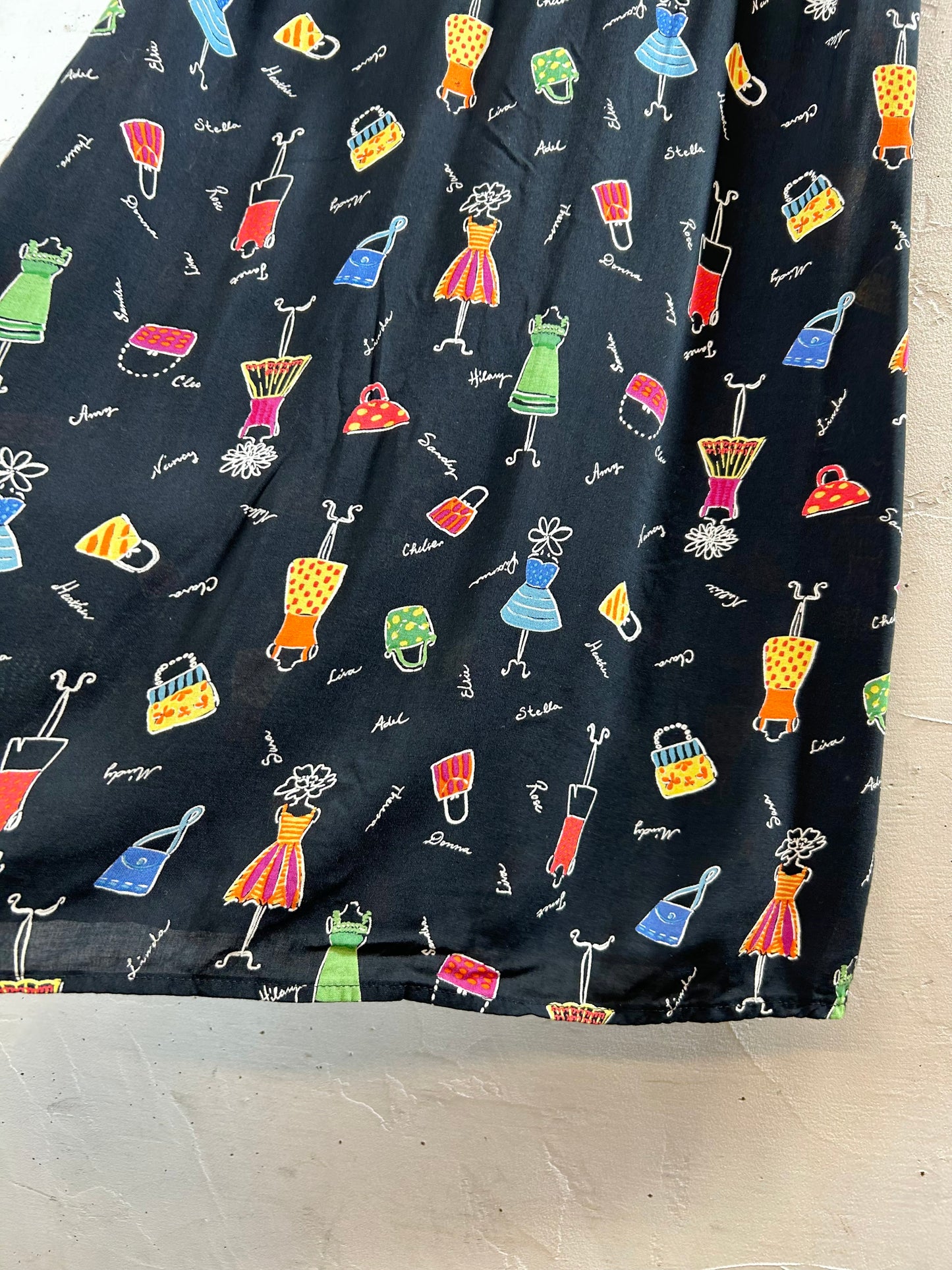 Vintage Rayon Dress MADE lN USA [F30347]