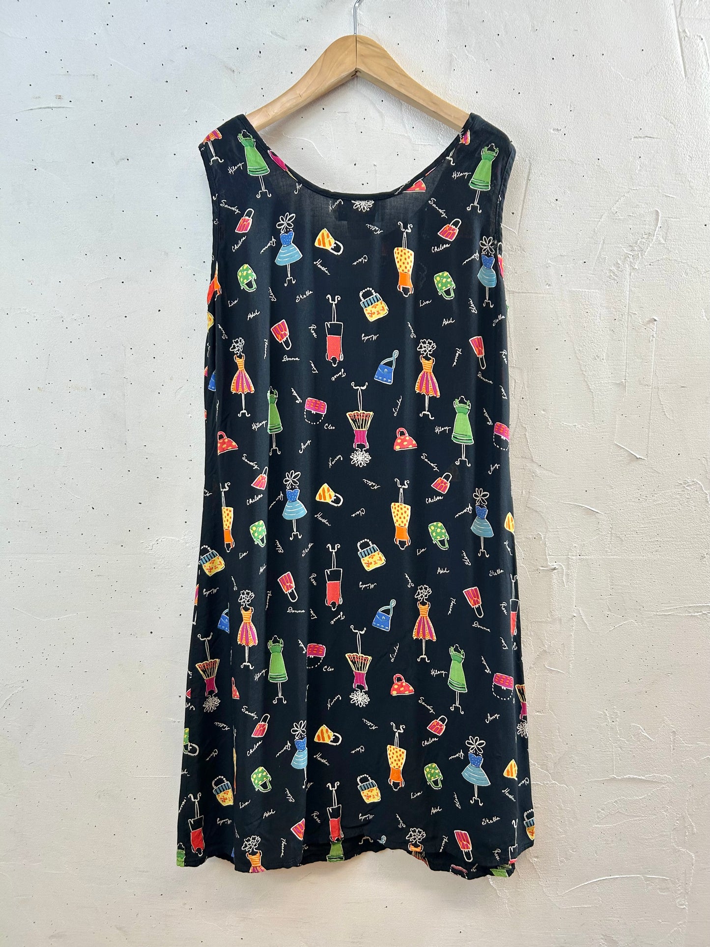 Vintage Rayon Dress MADE lN USA [F30347]