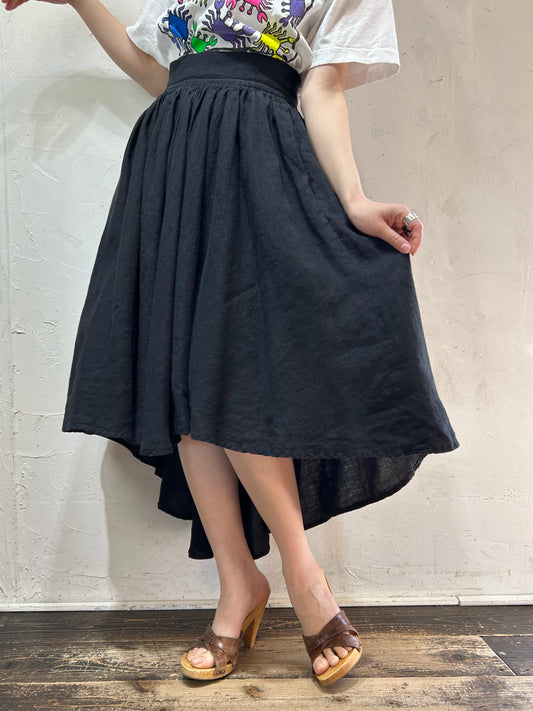 Vintage Black Irregular Hem Skirt [C26664]