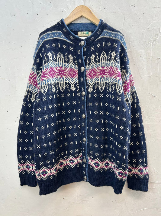 Vintage Nordic Knit Cardigan MADE IN USA 〜L.L.Bean〜 [A29261]