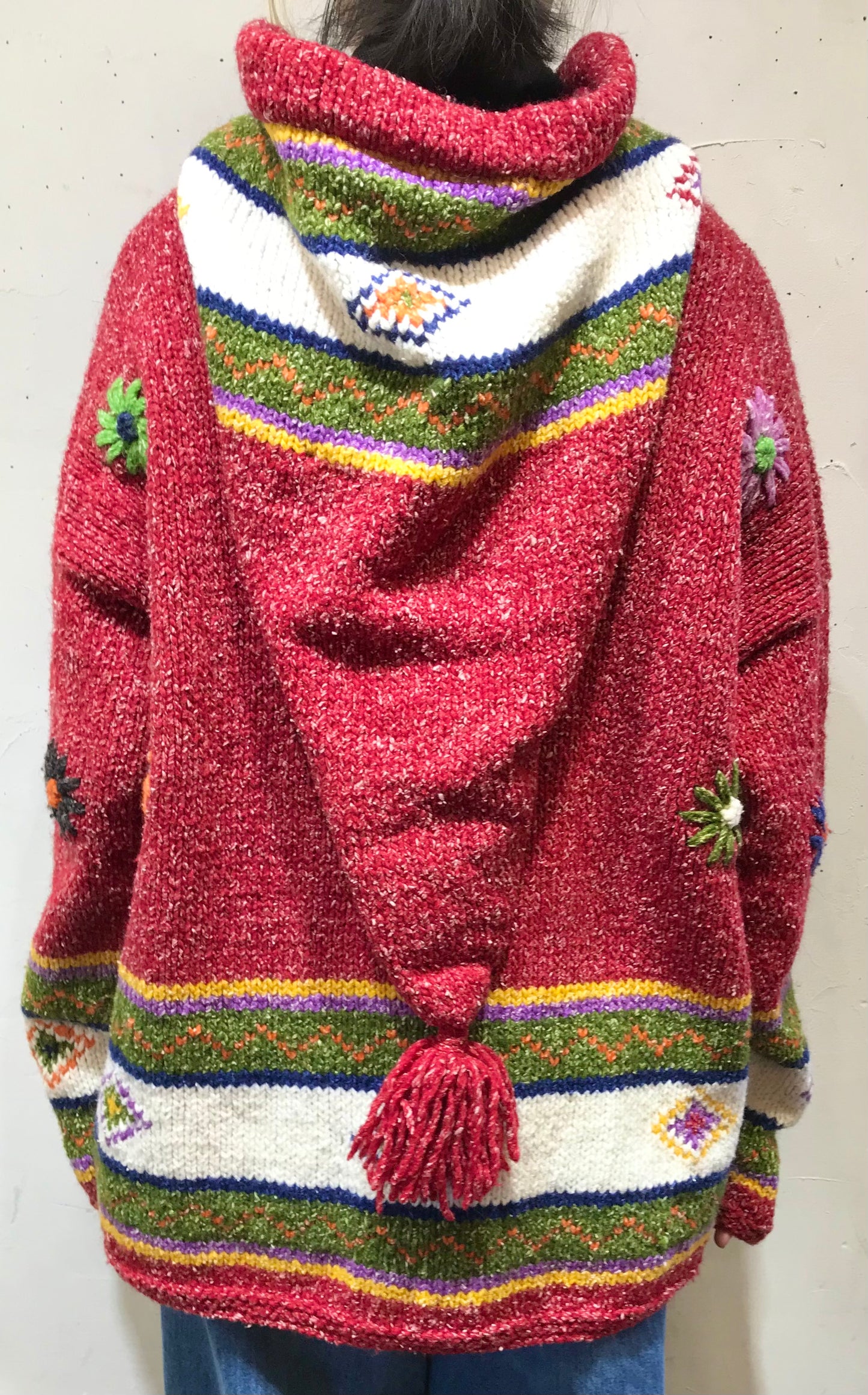 Vintage Hand Knit Cardigan Made in Ecuador [A25932]