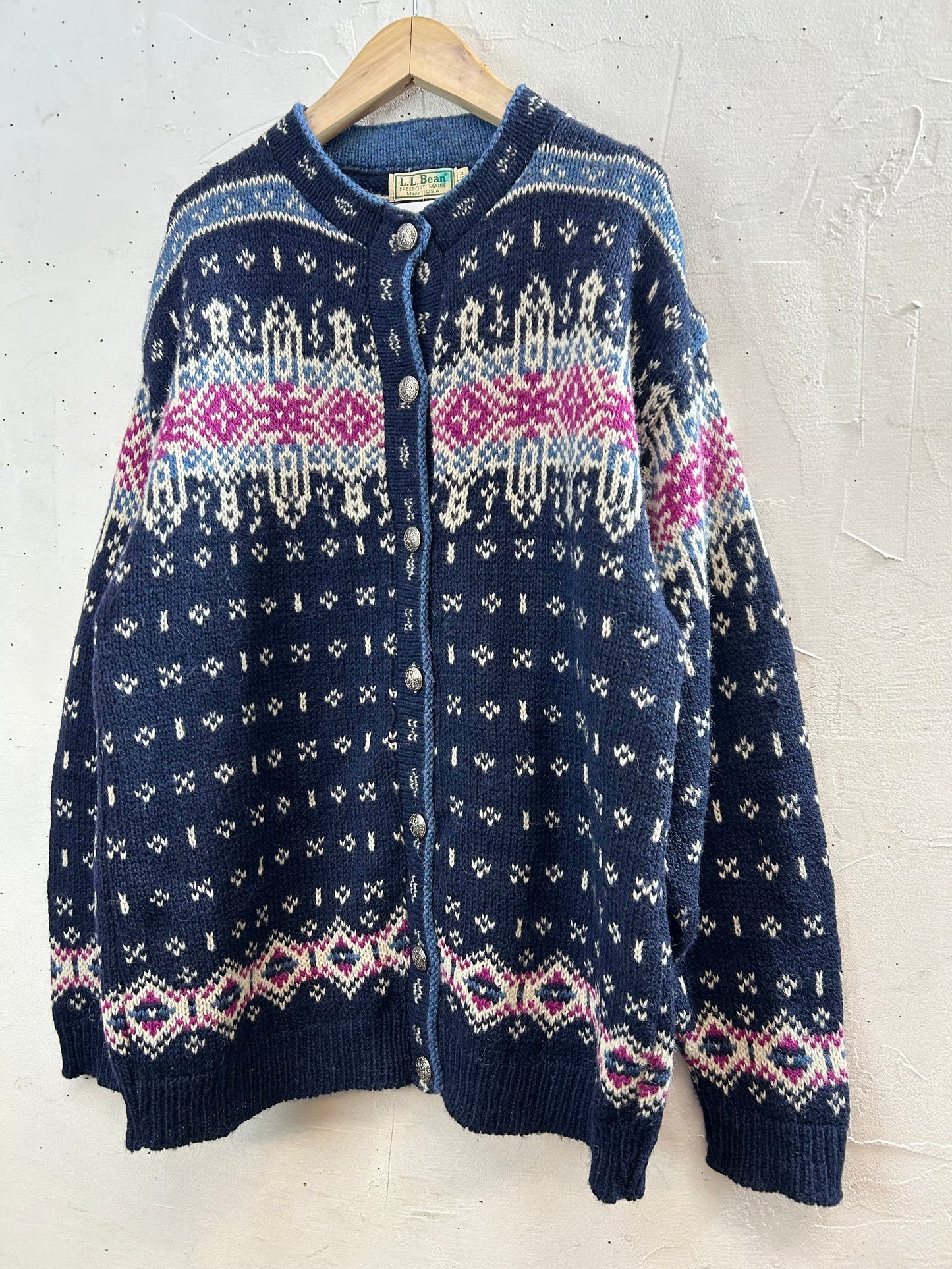 Vintage Nordic Knit Cardigan MADE IN USA 〜L.L.Bean〜 [A29261]