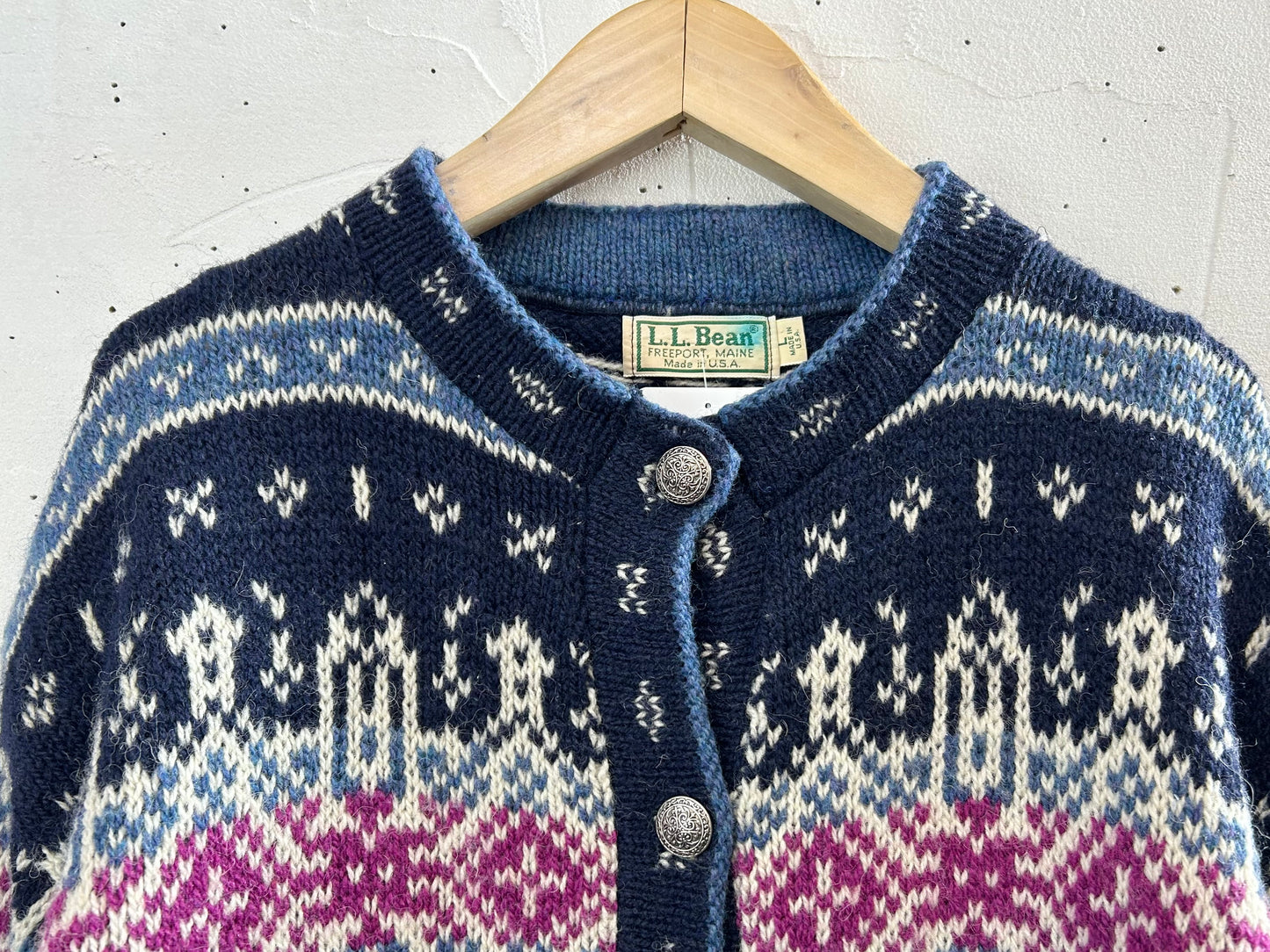 Vintage Nordic Knit Cardigan MADE IN USA 〜L.L.Bean〜 [A29261]