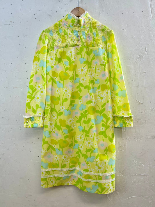 '60s-’70s Vintage Flower Dress [F30350]
