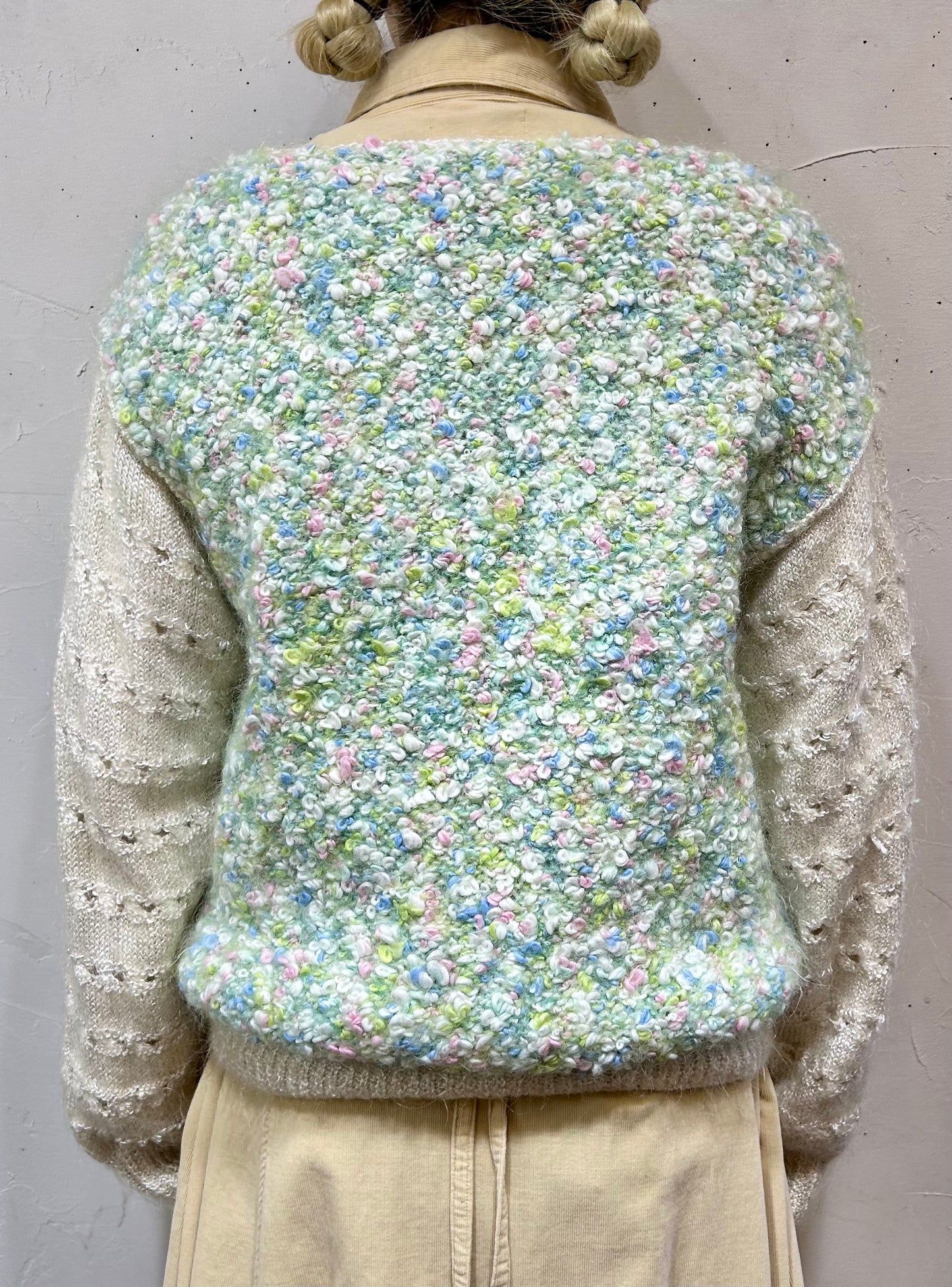 Vintage Mix Color Knit Cardigan [L25699]