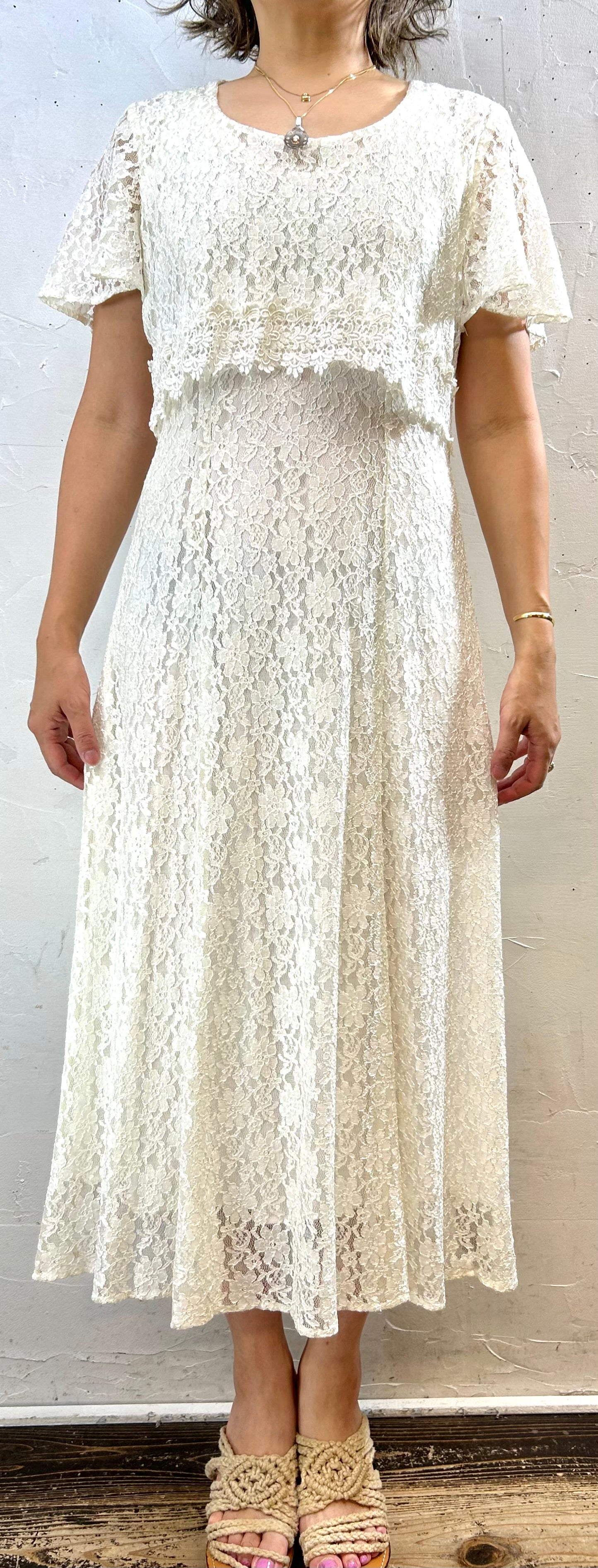 Vintage White Lace Dress [H28185]