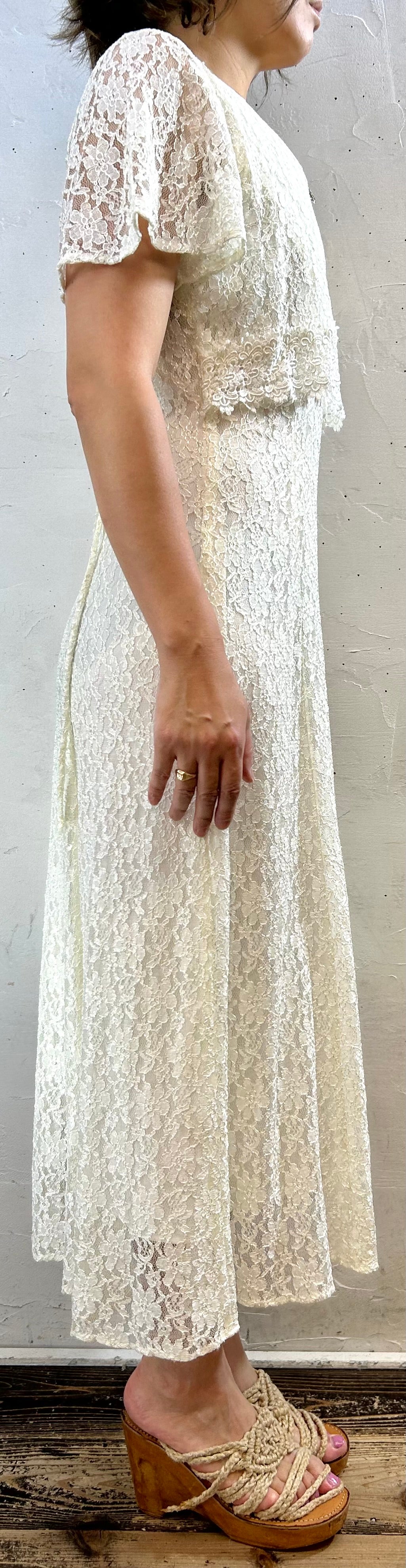 Vintage White Lace Dress [H28185]