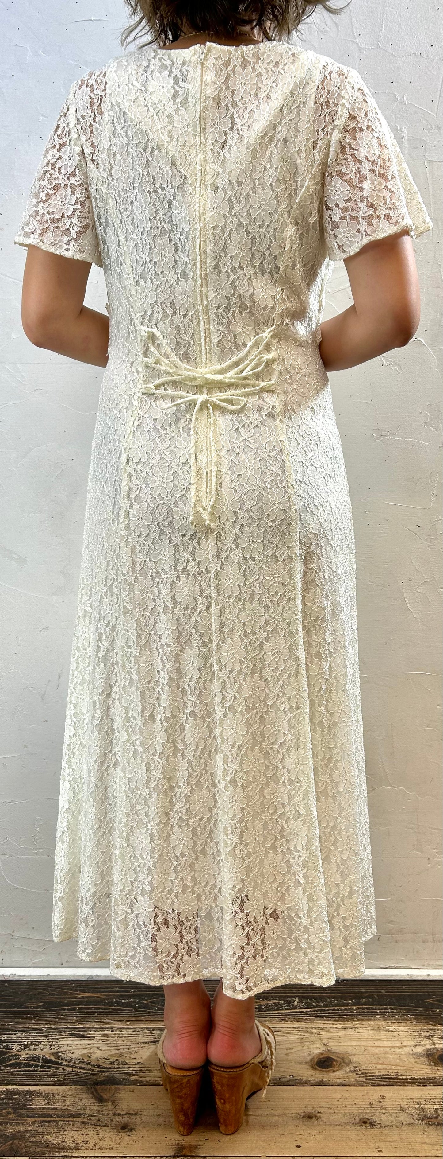 Vintage White Lace Dress [H28185]