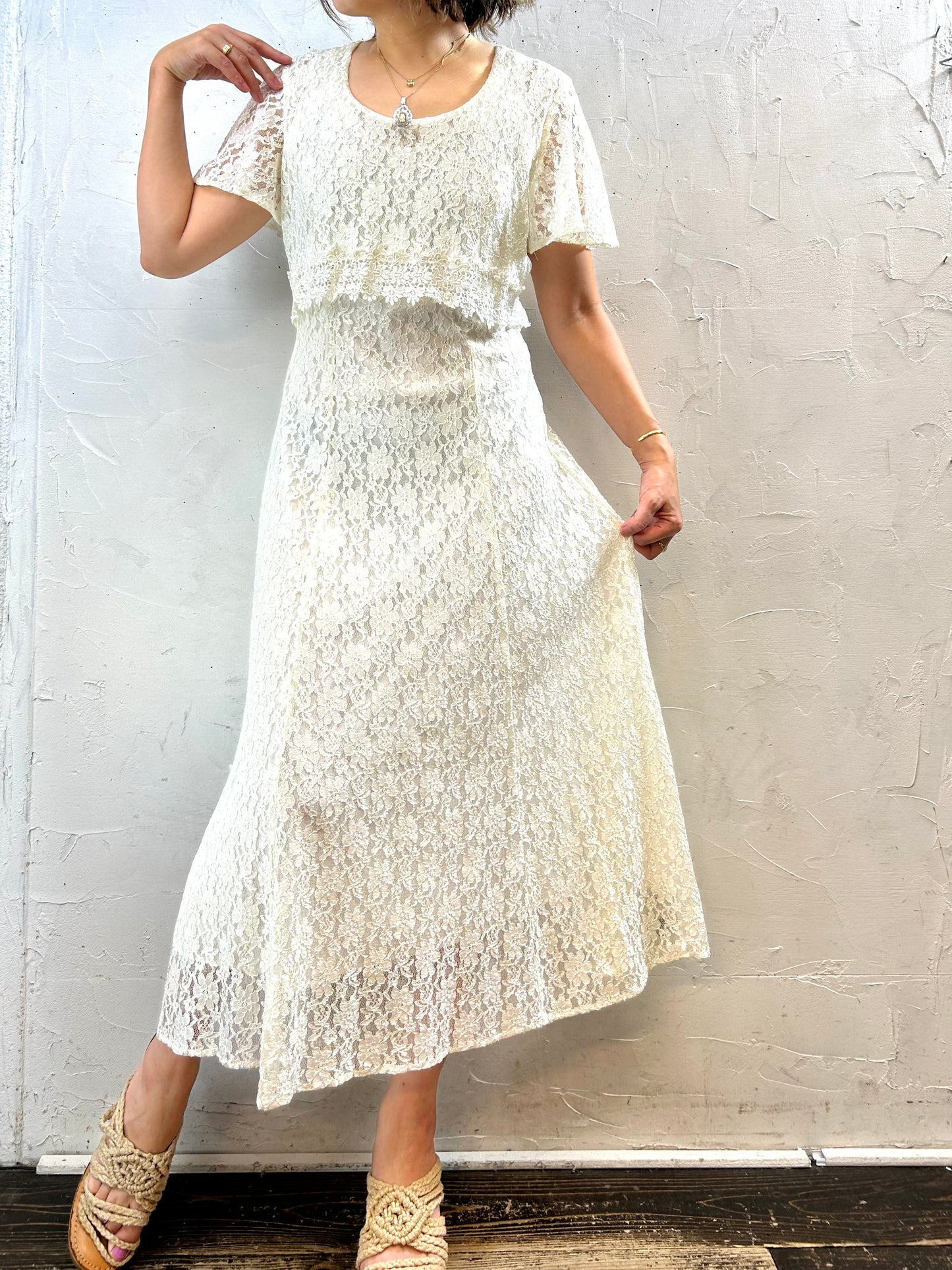 Vintage White Lace Dress [H28185]