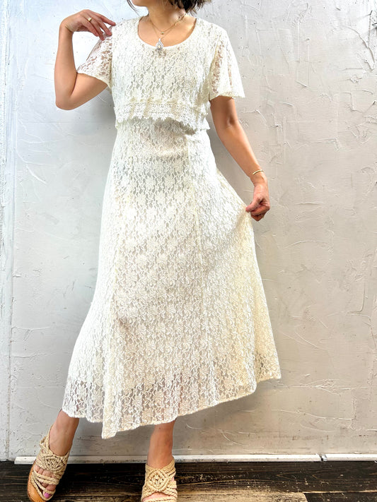 Vintage White Lace Dress [H28185]