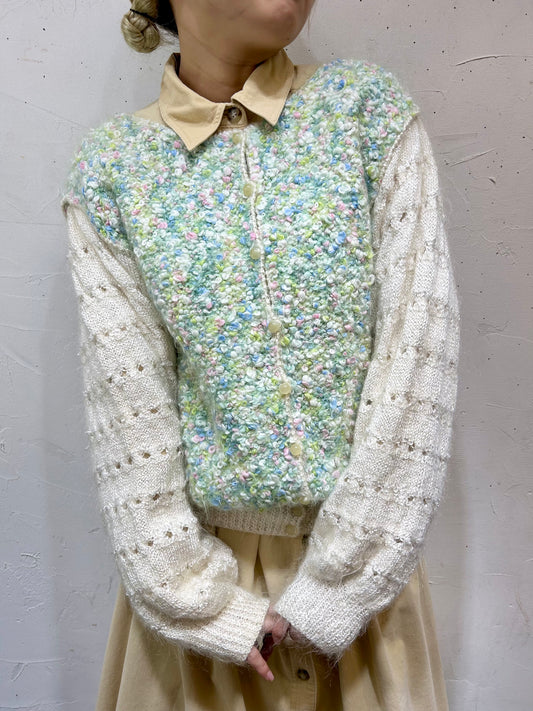 Vintage Mix Color Knit Cardigan [L25699]