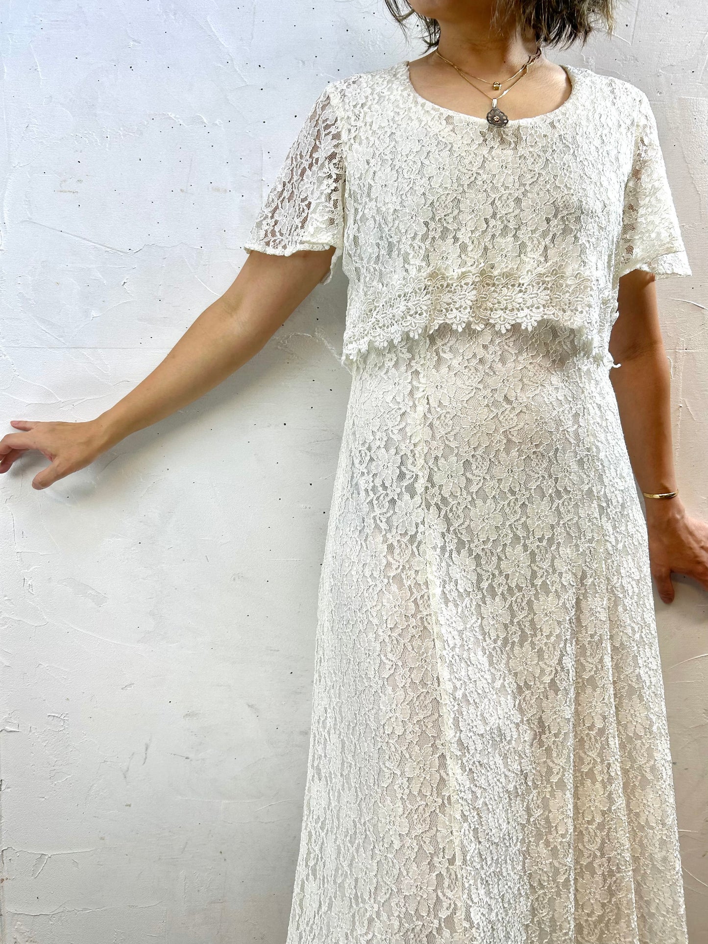 Vintage White Lace Dress [H28185]