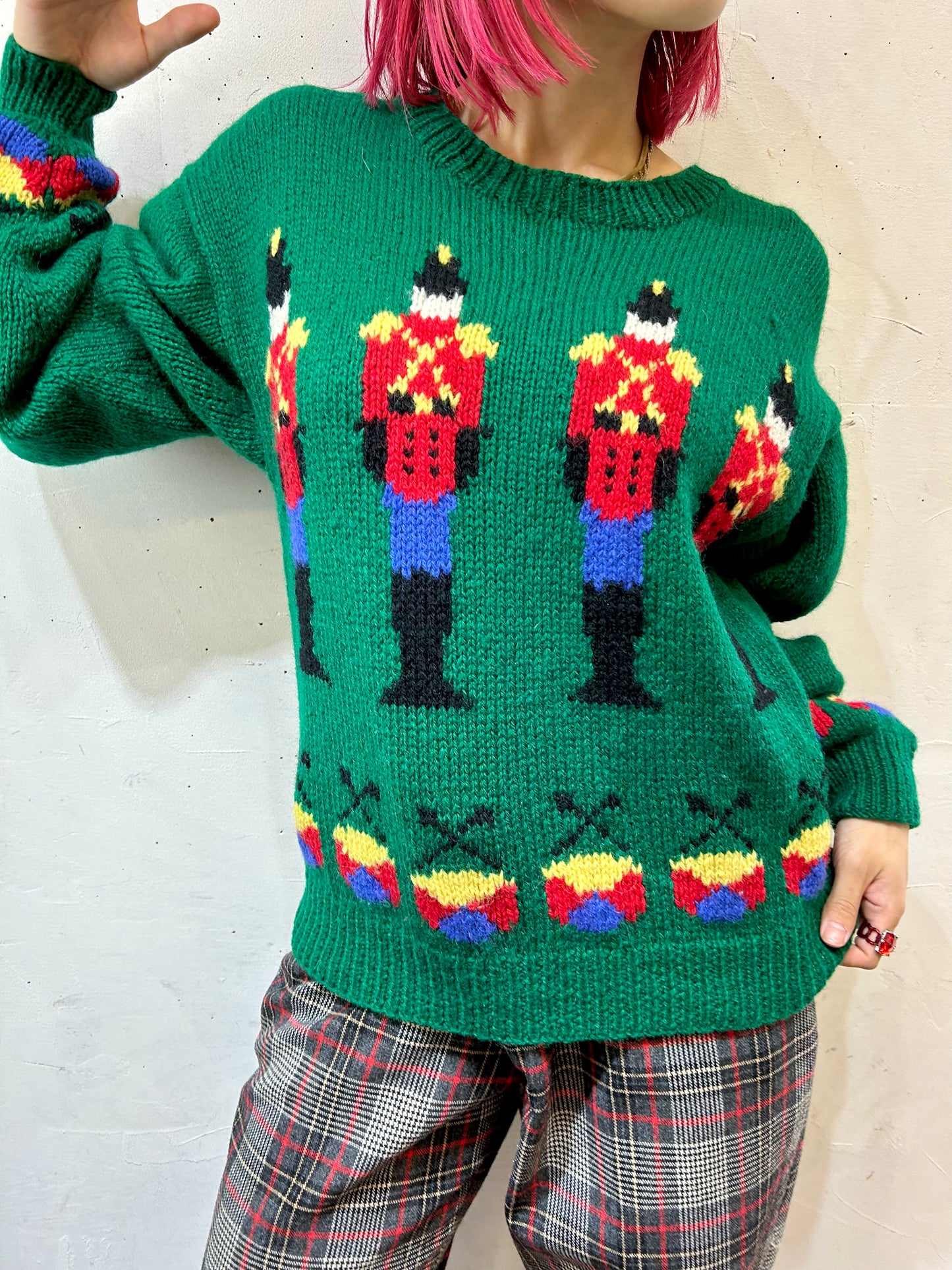 Vintage Hand Knit Sweater 〜the eagle's eye〜 [J25195]