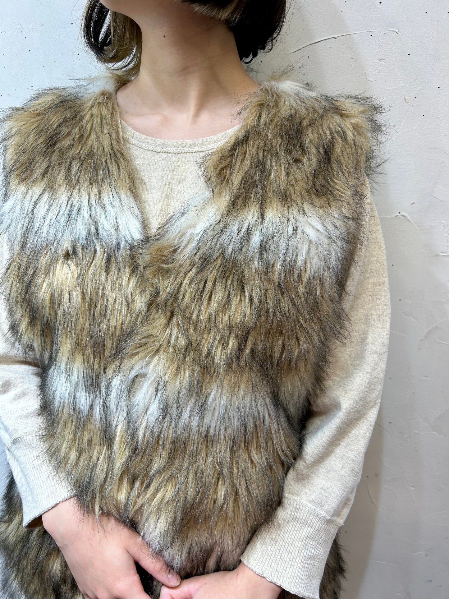 Vintage Eco Fur Vest [K25342]