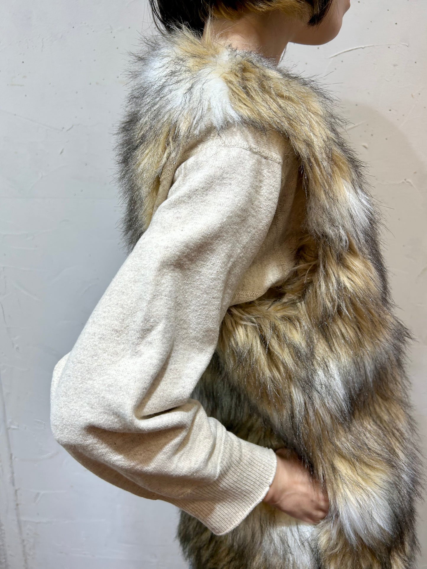 Vintage Eco Fur Vest [K25342]