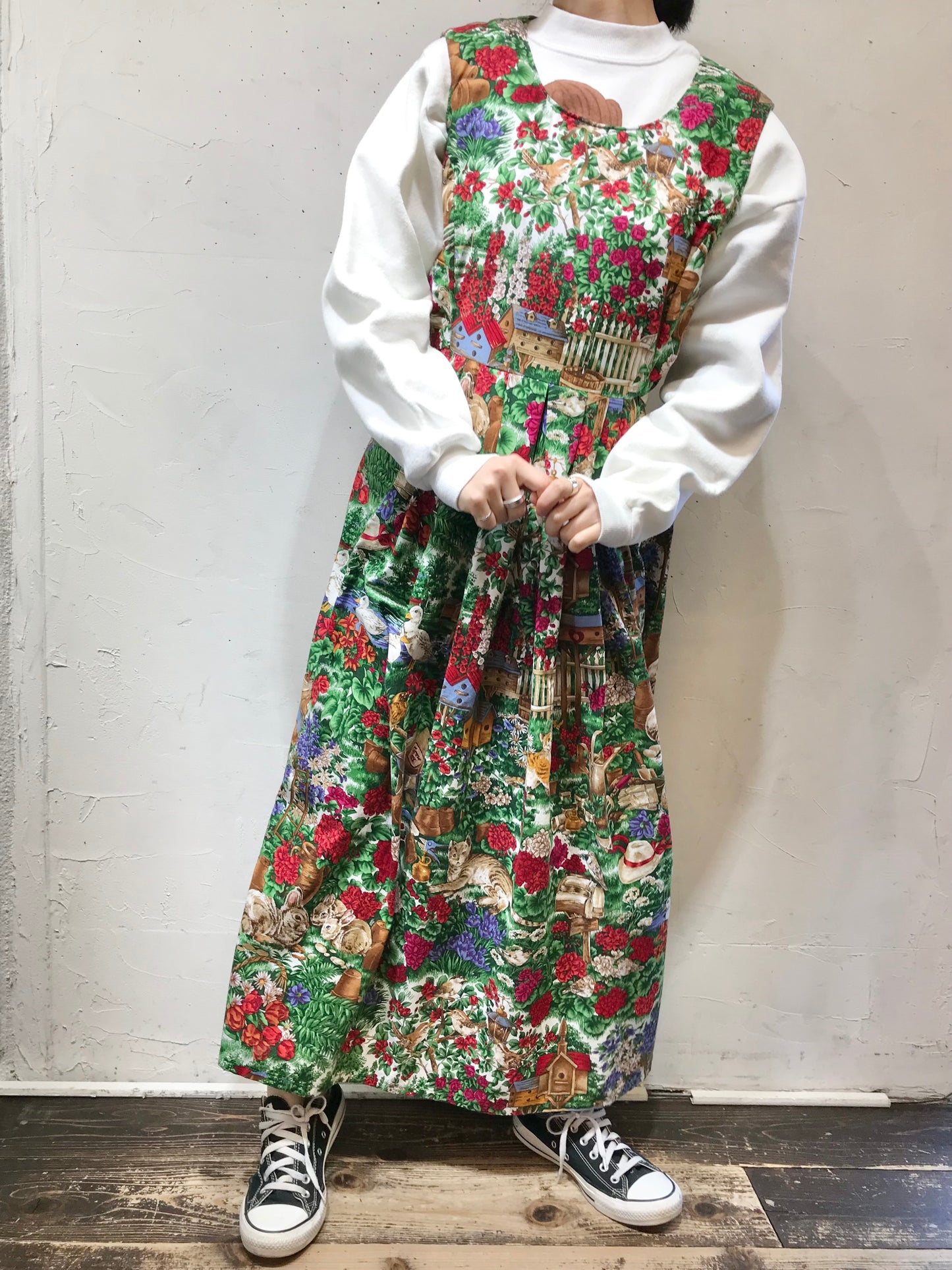 ’70s Vintage Handmade Over Dress [A25926]