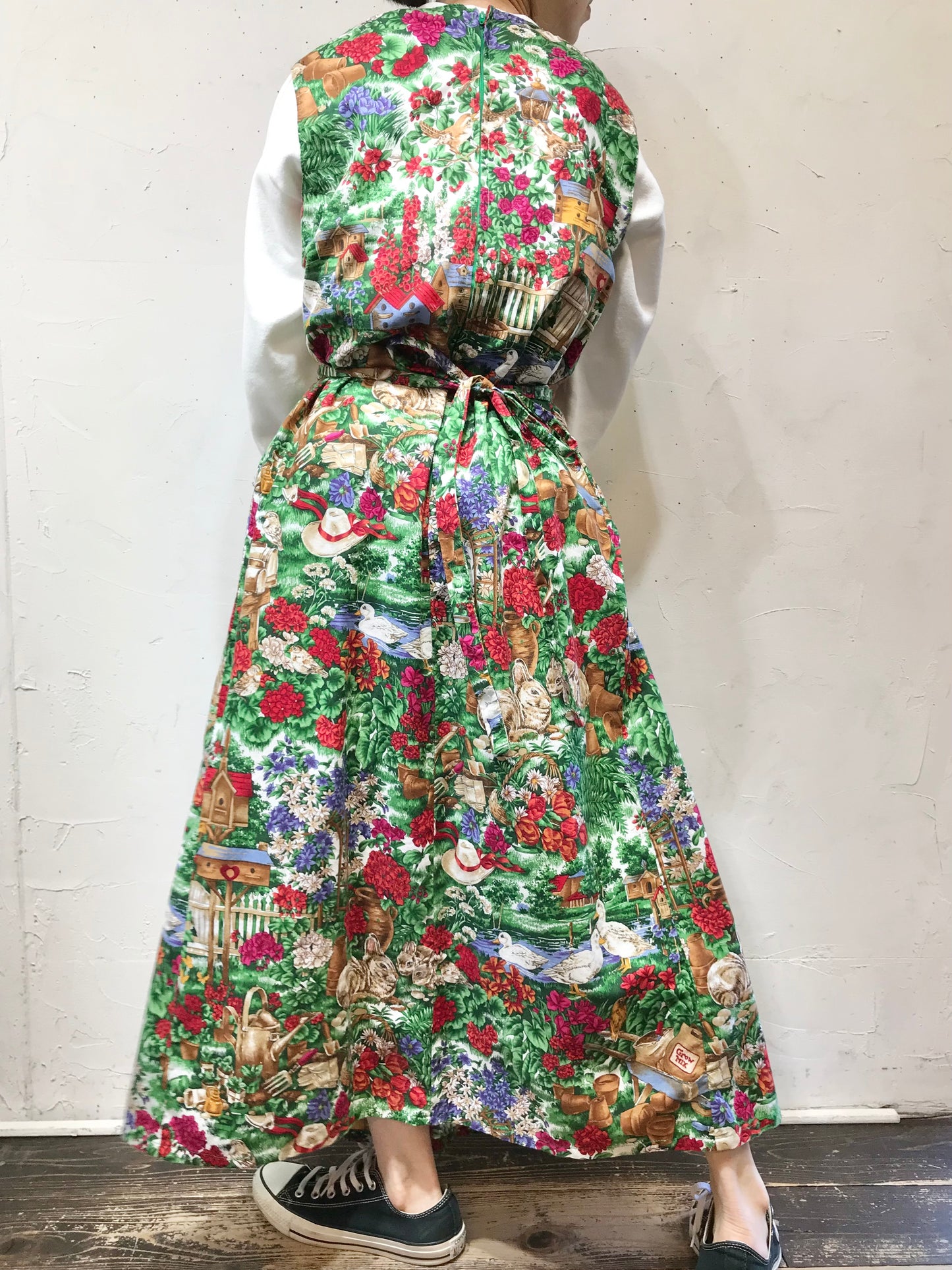 ’70s Vintage Handmade Over Dress [A25926]