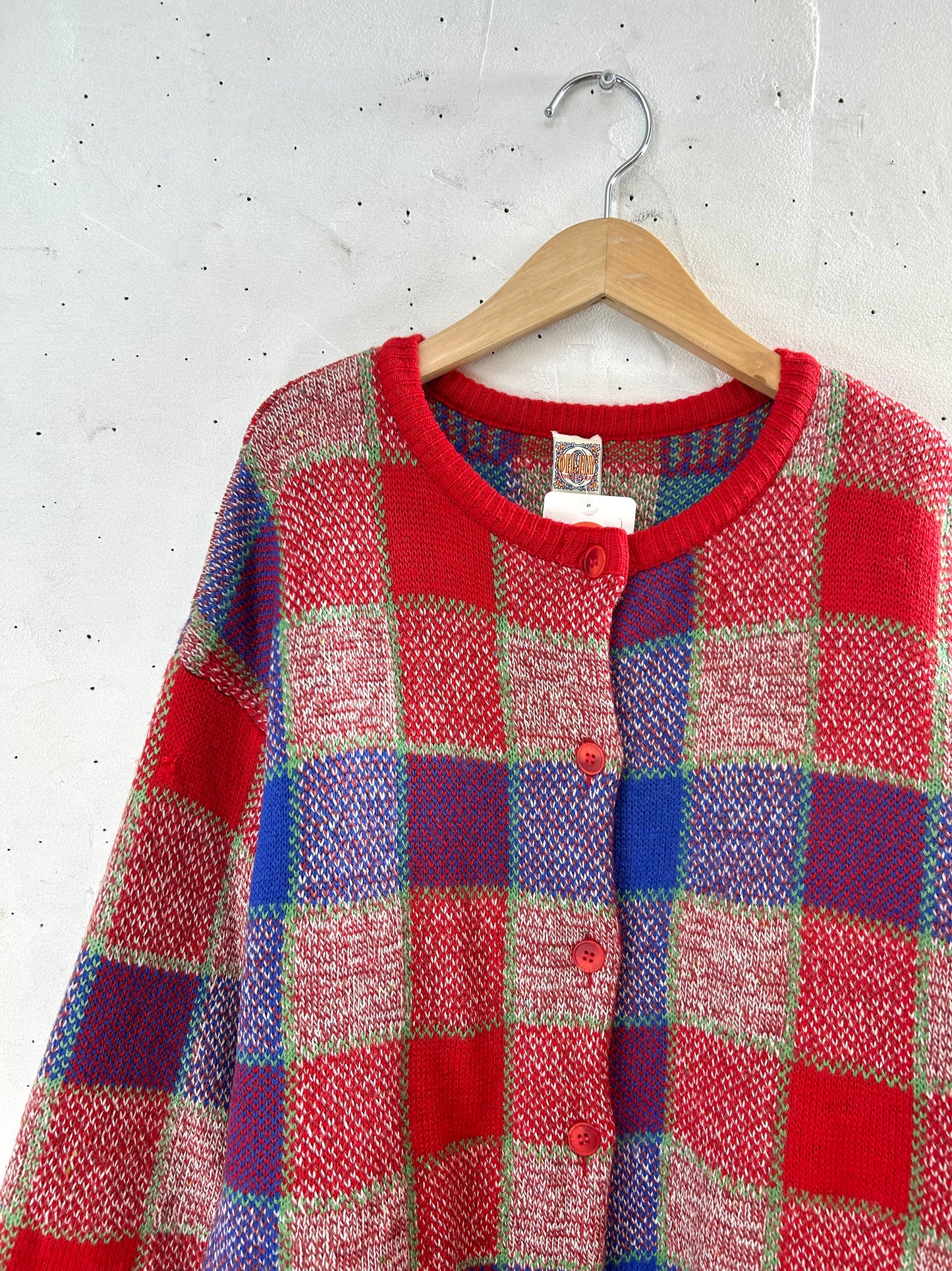 Vintage Knit Plaid Cardigan  [A29275]