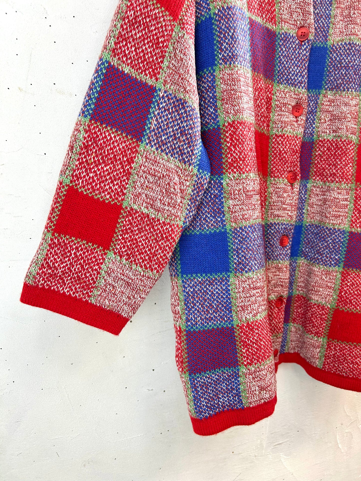 Vintage Knit Plaid Cardigan  [A29275]