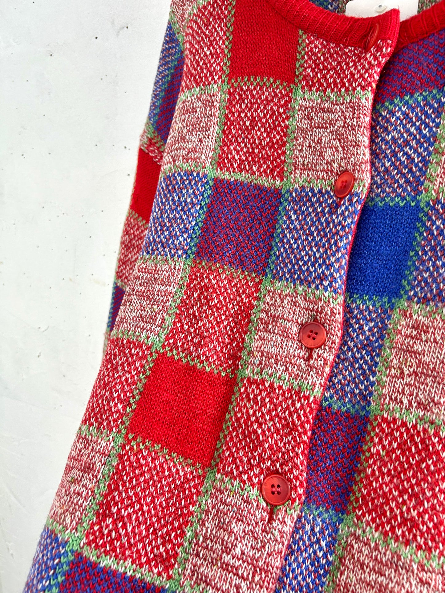 Vintage Knit Plaid Cardigan  [A29275]