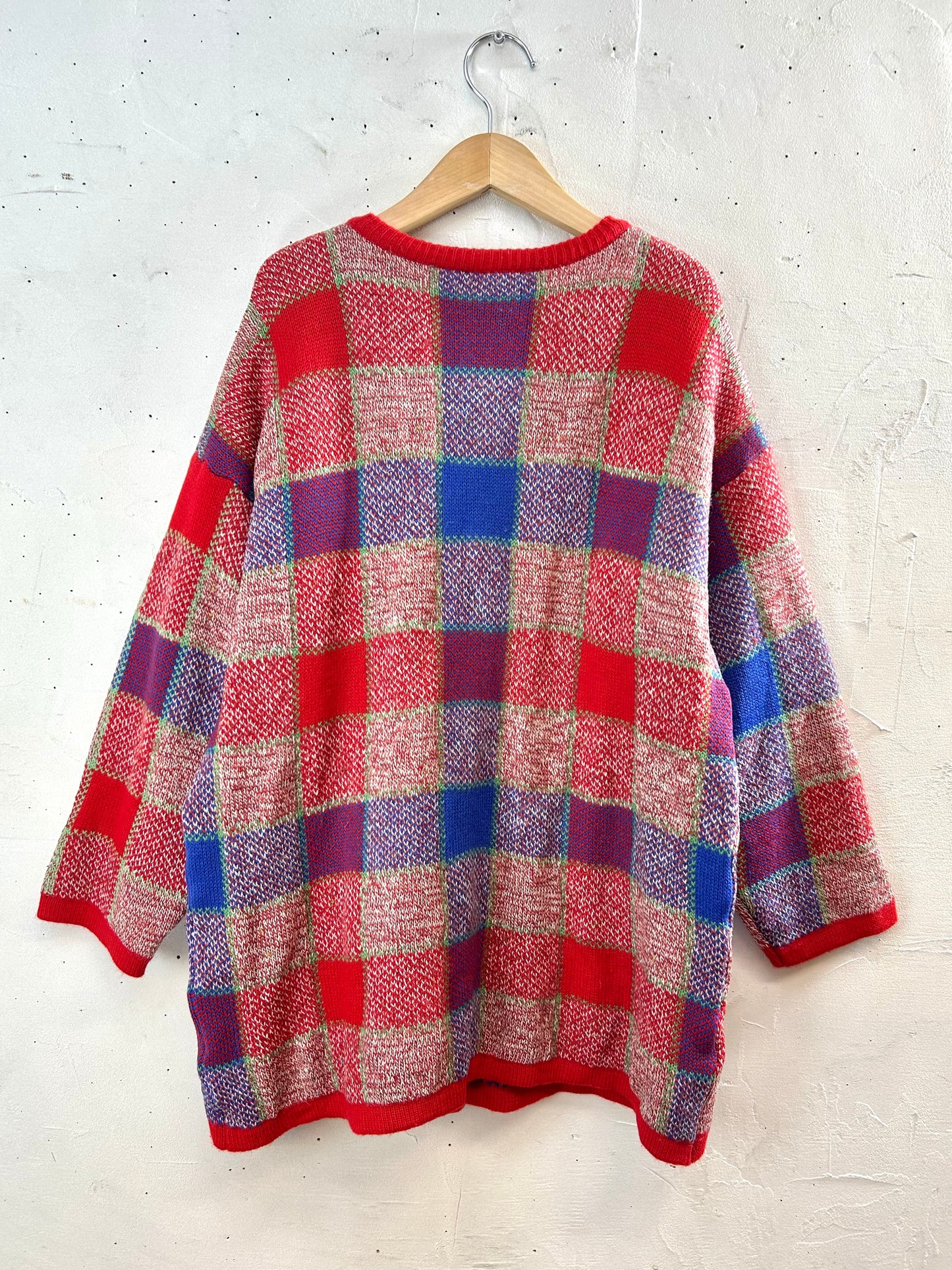 Vintage Knit Plaid Cardigan  [A29275]