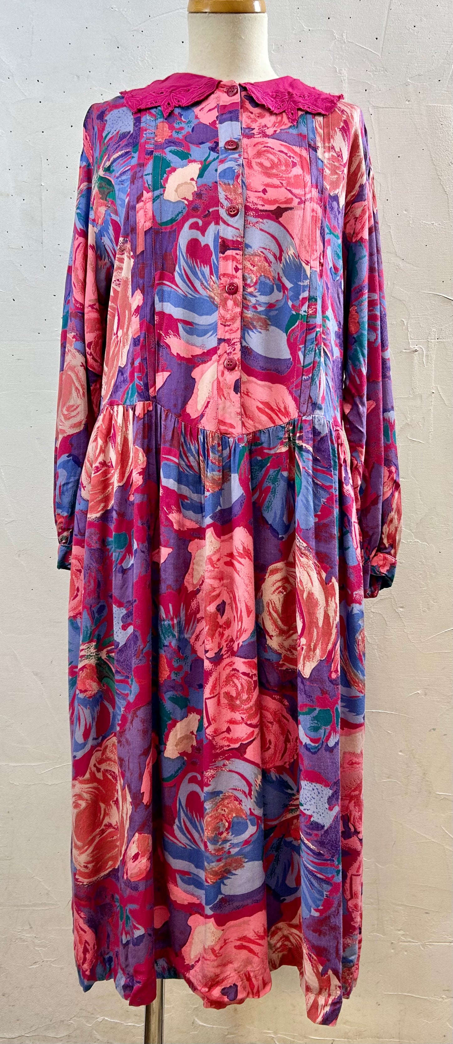 Vintage Viscose Dress FABRIQUE EN INDE [I28381]