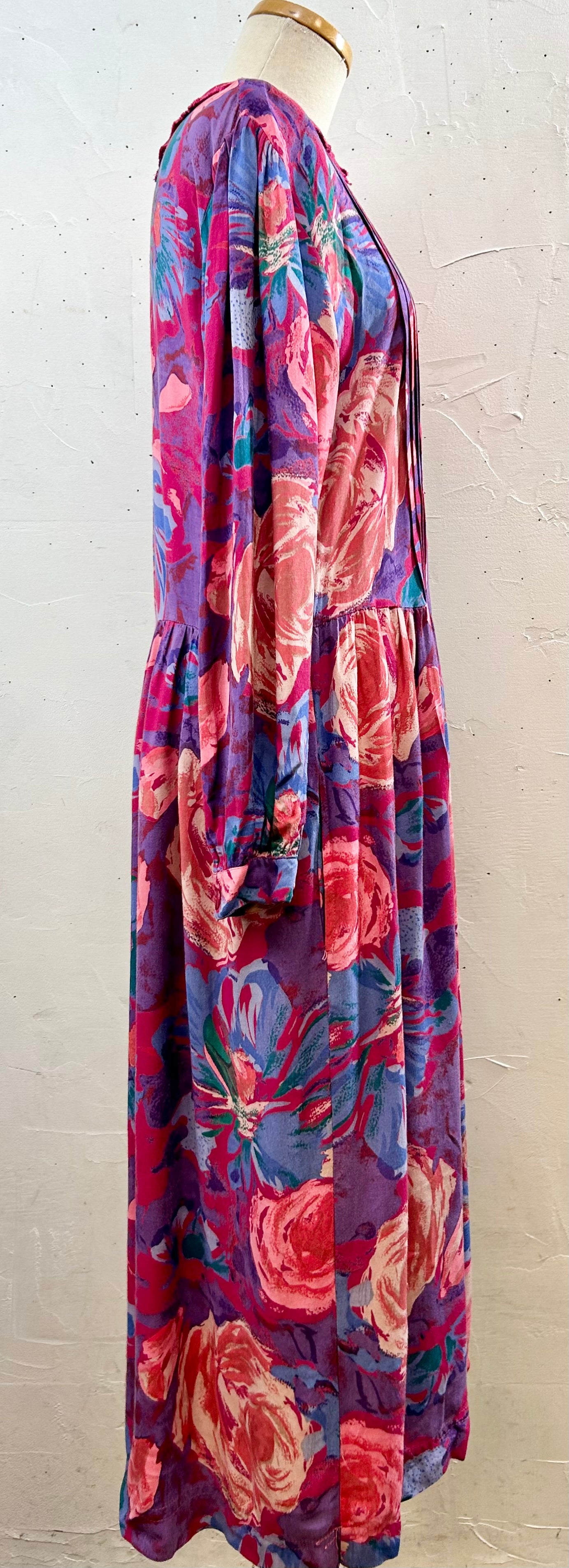 Vintage Viscose Dress FABRIQUE EN INDE [I28381]