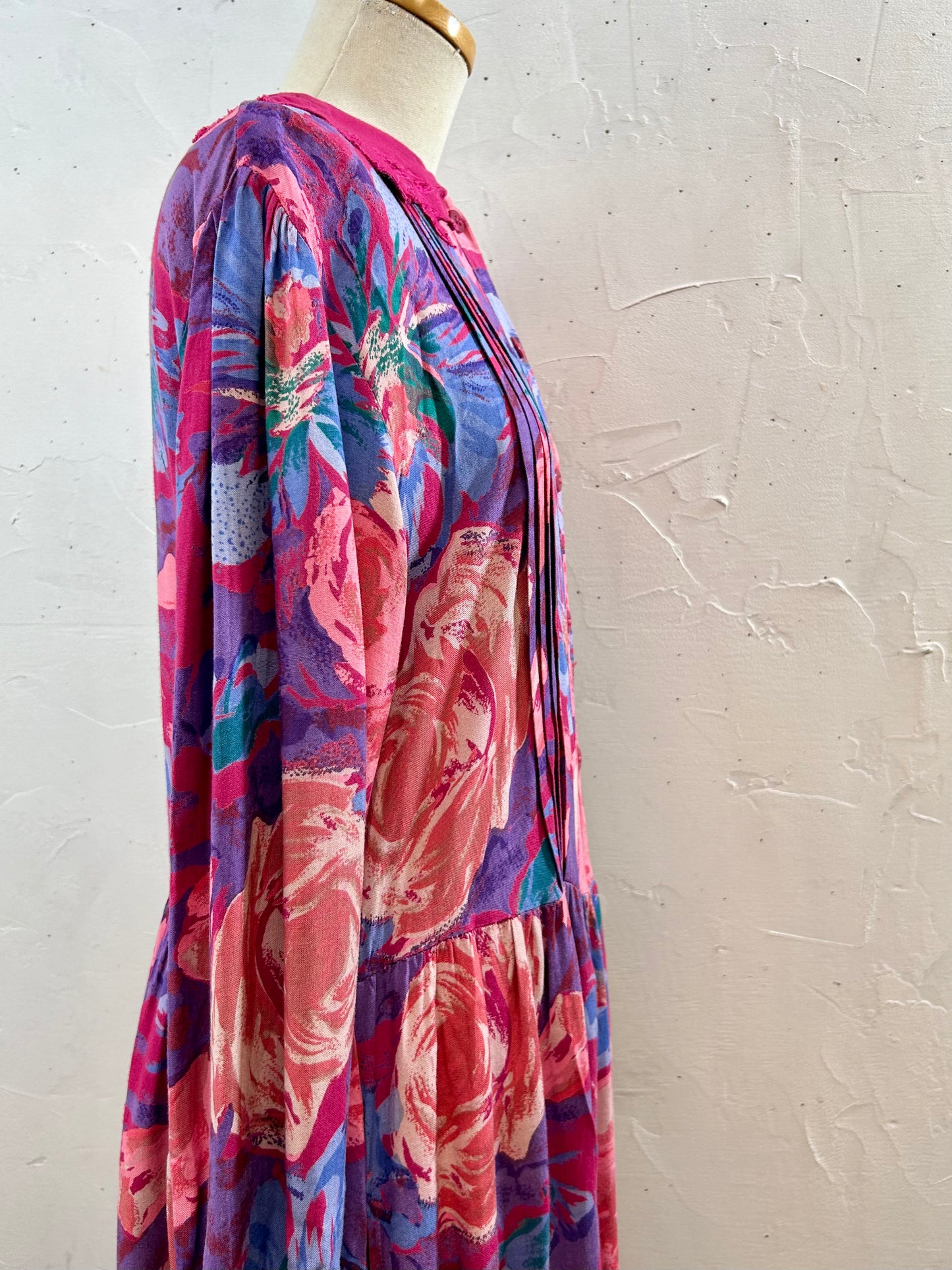 Vintage Viscose Dress FABRIQUE EN INDE [I28381]