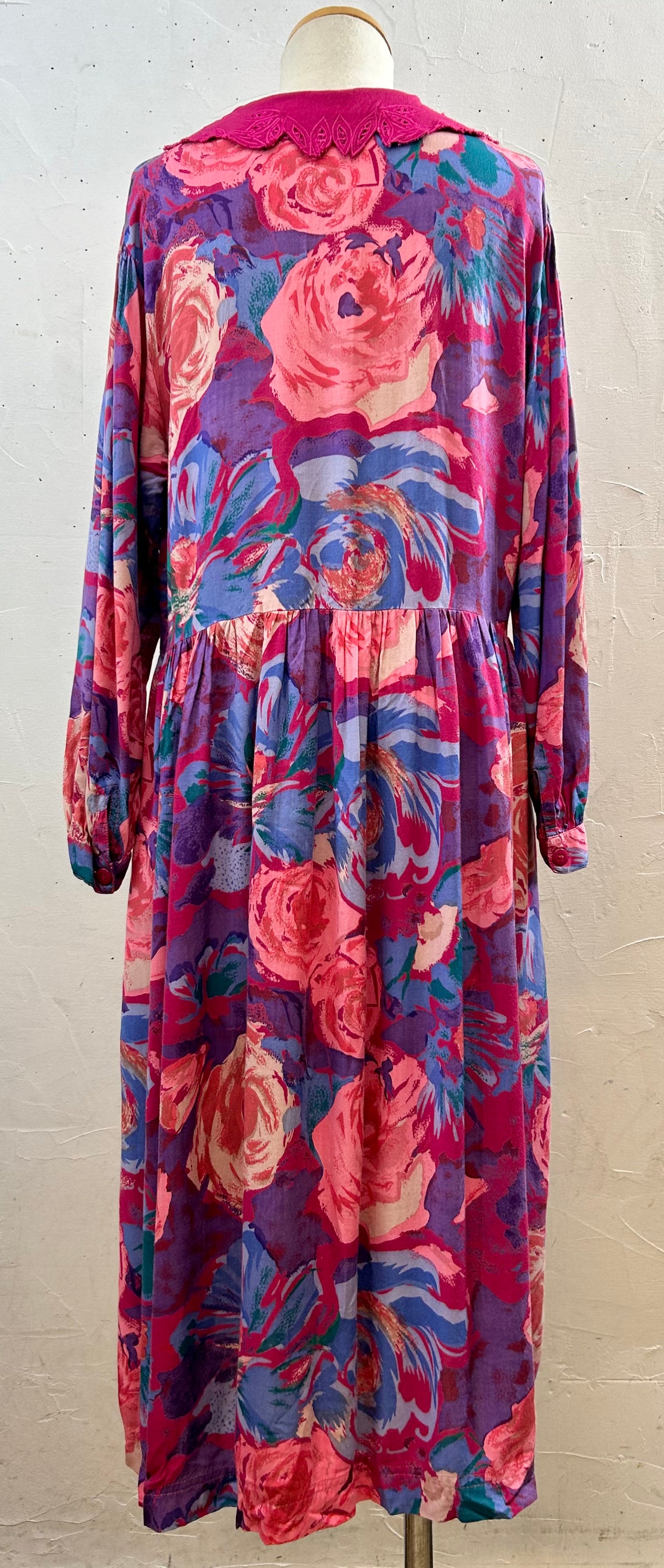 Vintage Viscose Dress FABRIQUE EN INDE [I28381]