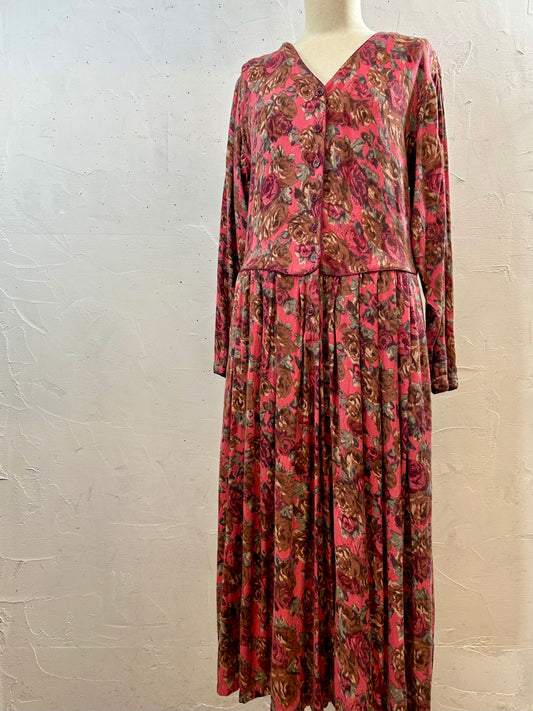 Vintage Viscose Dress MADE IN INDIA [I28382]
