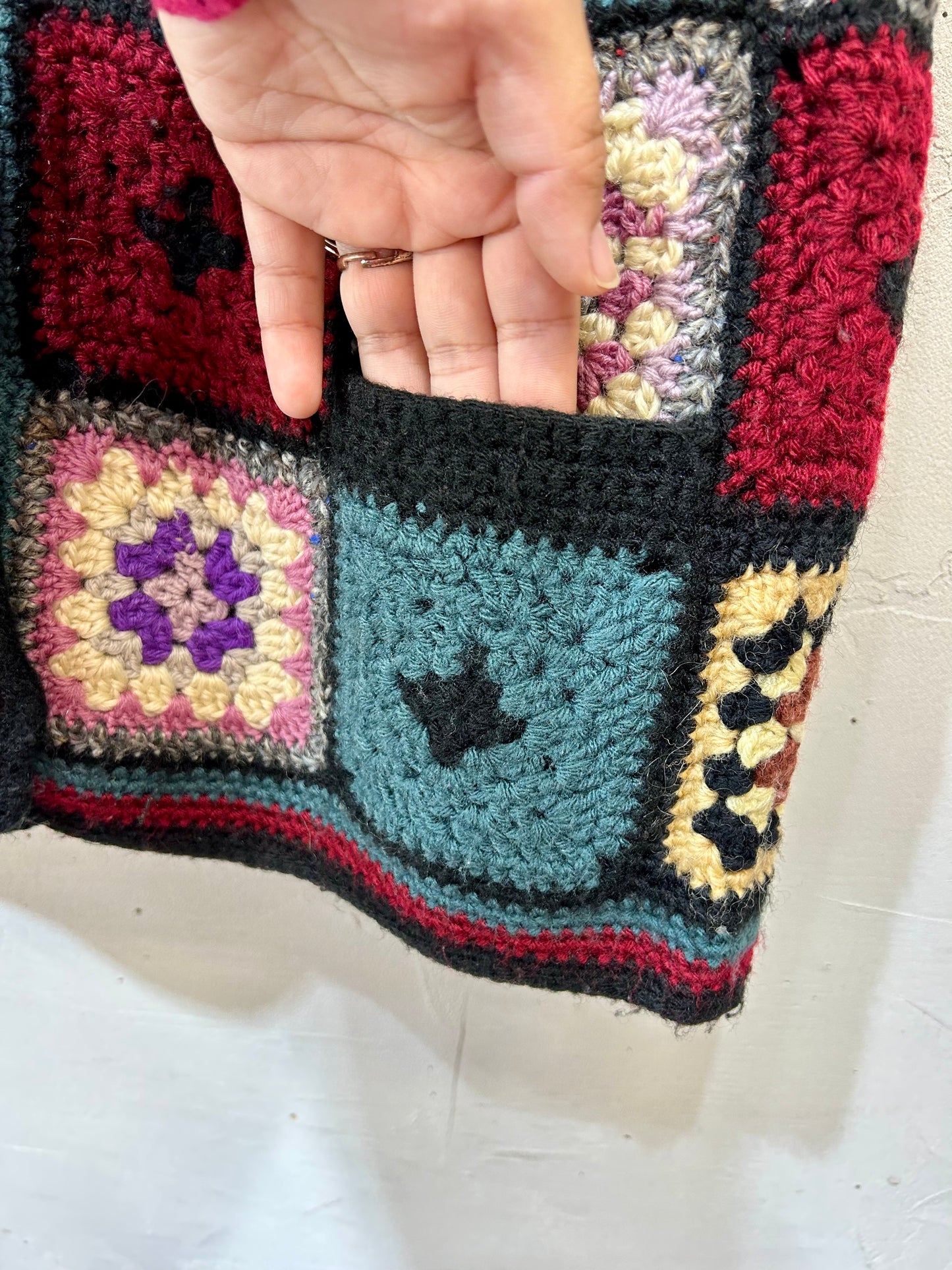 Vintage Granny Square Knit Vest [K25339]