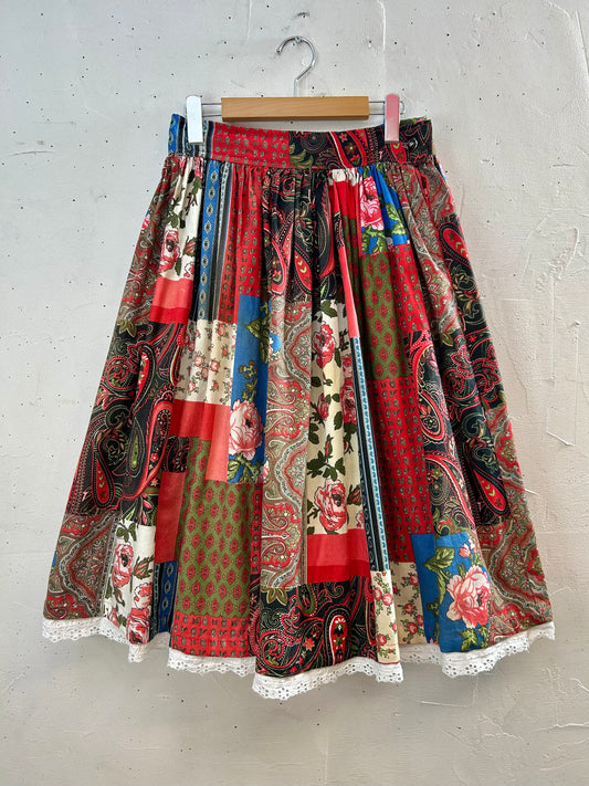 Vintage Patchwork Pattern Skirt [E30123]