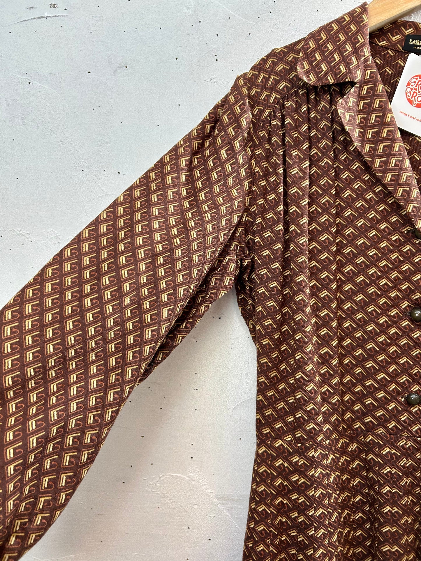 Vintage Open Collar Dress  MADE IN ITALY [L29053]