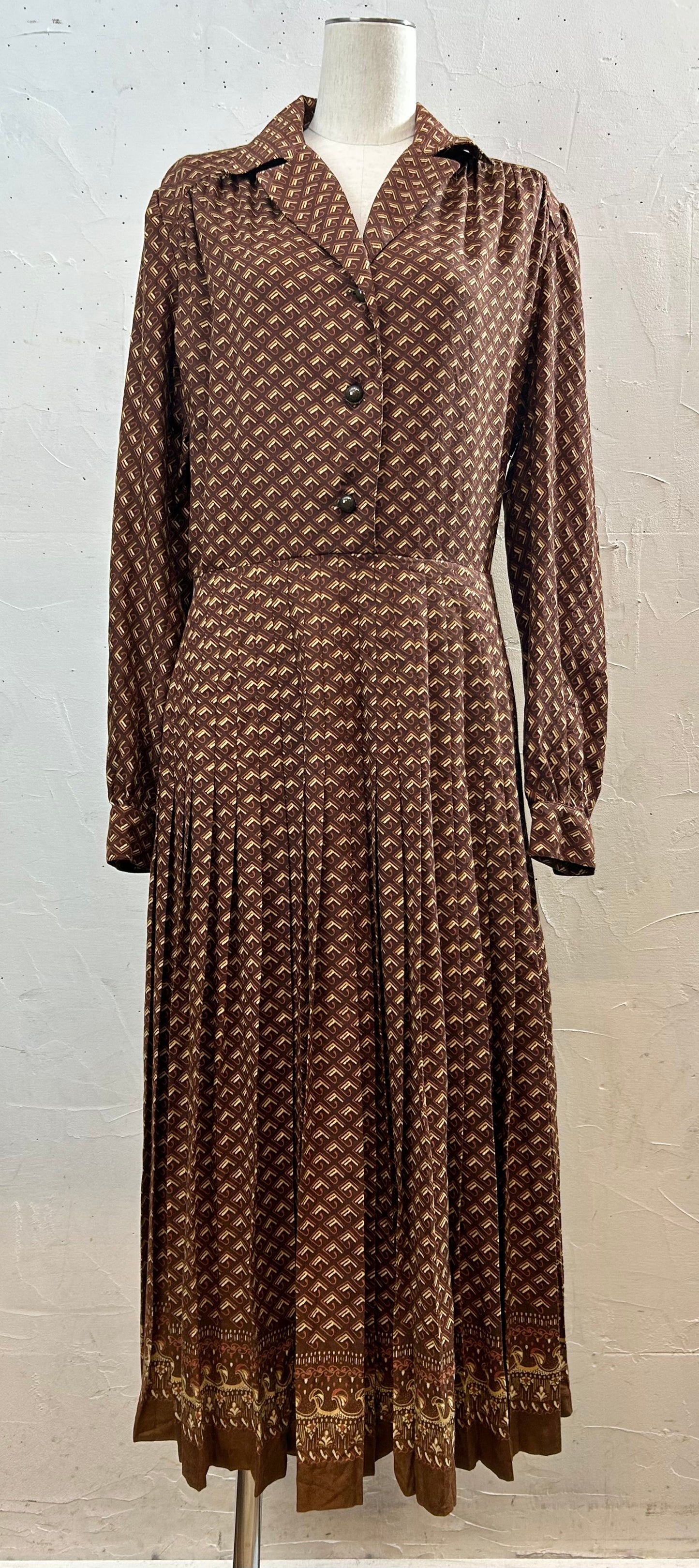 Vintage Open Collar Dress  MADE IN ITALY [L29053]