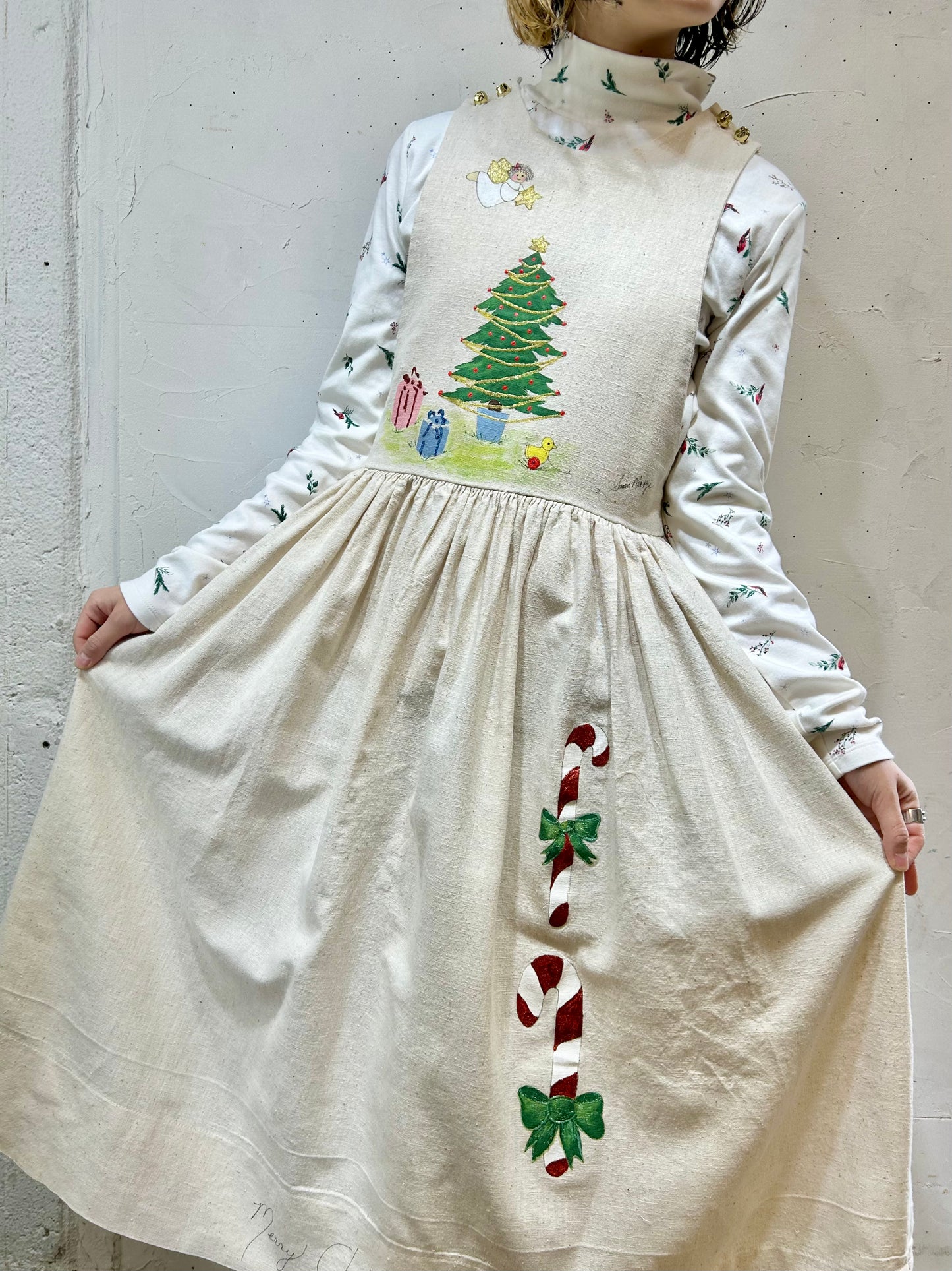 Vintage Hand Painted Over Dress [L25727]