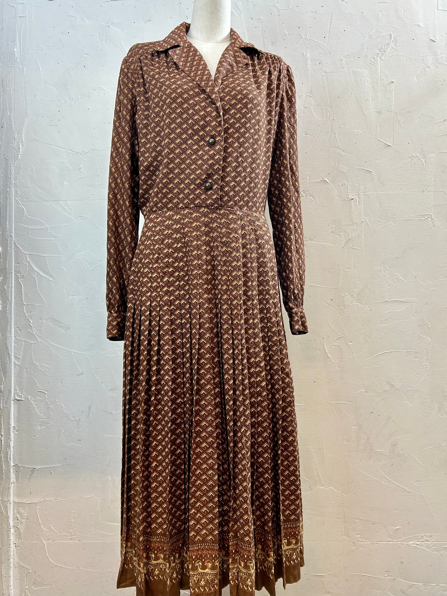 Vintage Open Collar Dress  MADE IN ITALY [L29053]