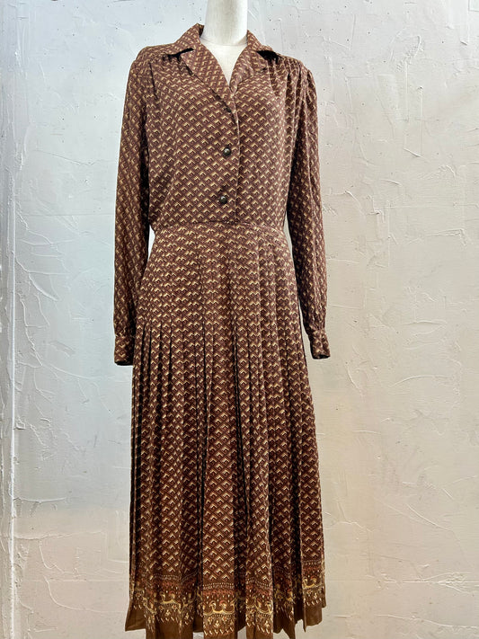 Vintage Open Collar Dress  MADE IN ITALY [L29053]