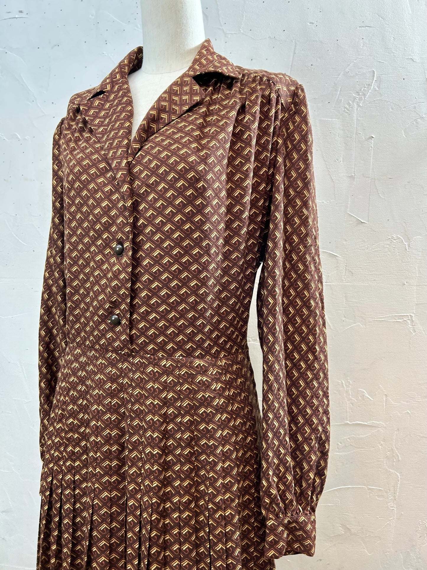 Vintage Open Collar Dress  MADE IN ITALY [L29053]