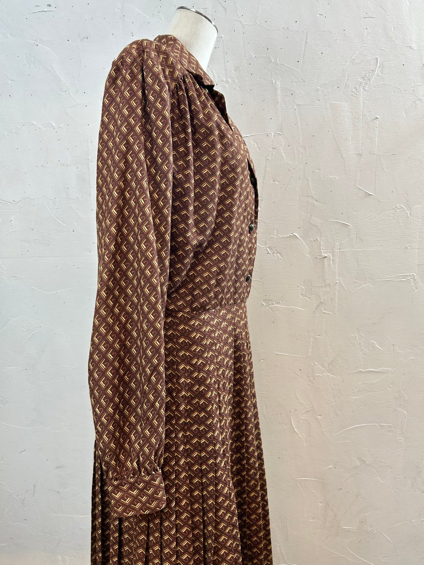 Vintage Open Collar Dress  MADE IN ITALY [L29053]