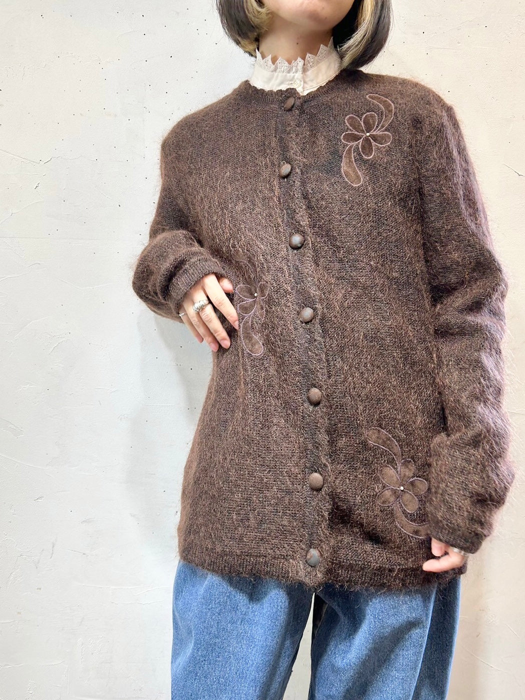 Vintage Mohair Knit Cardigan[L25682]