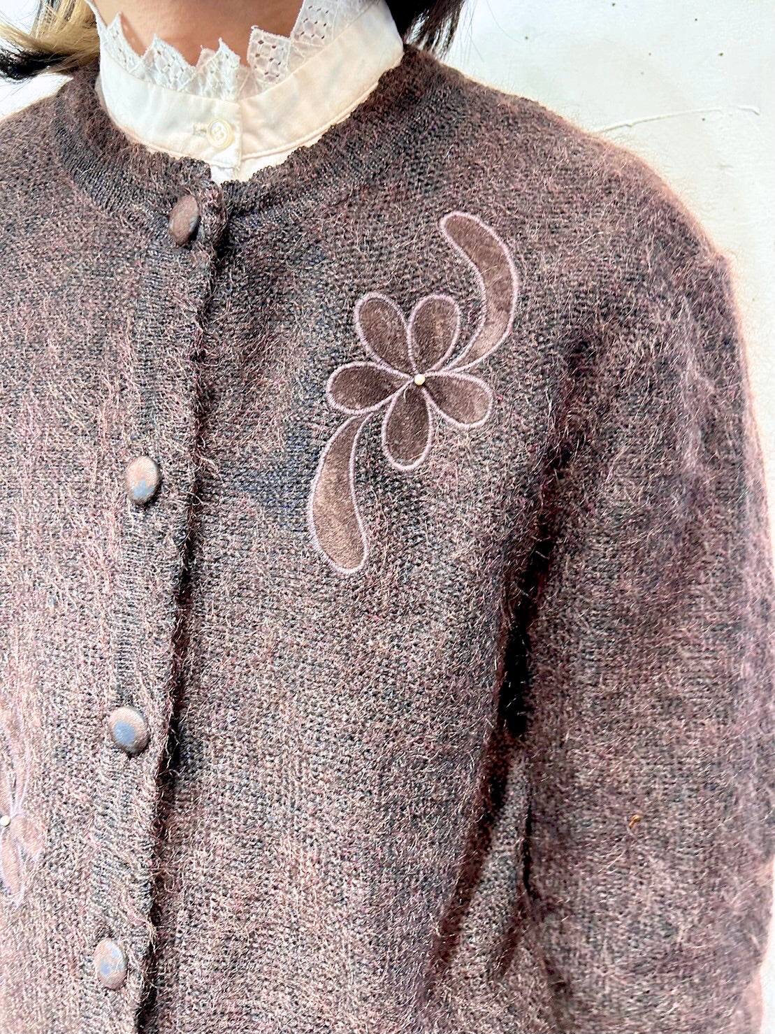 Vintage Mohair Knit Cardigan[L25682]